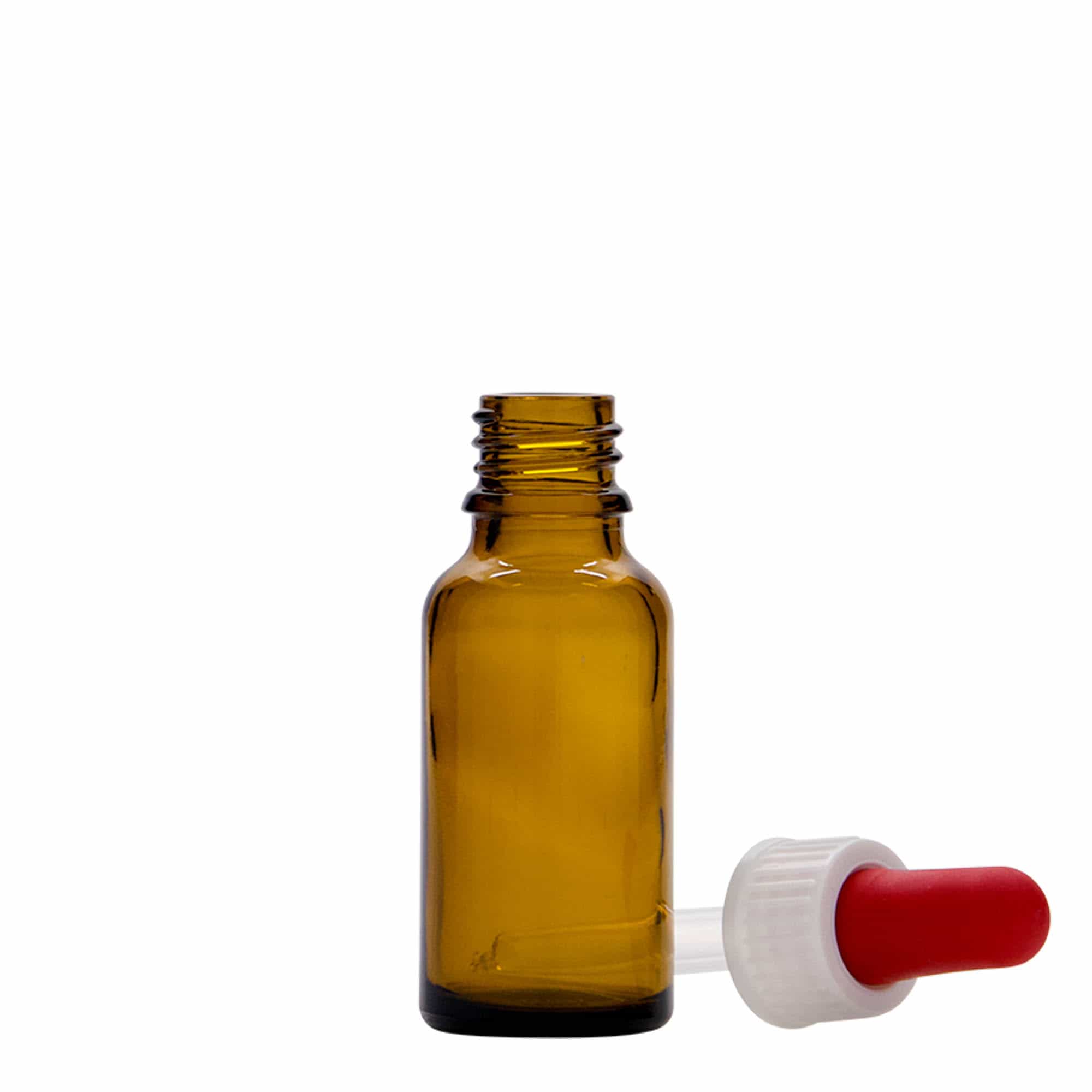 Flacon compte-gouttes 20 ml Médical, verre, brun, embouchure : DIN 18