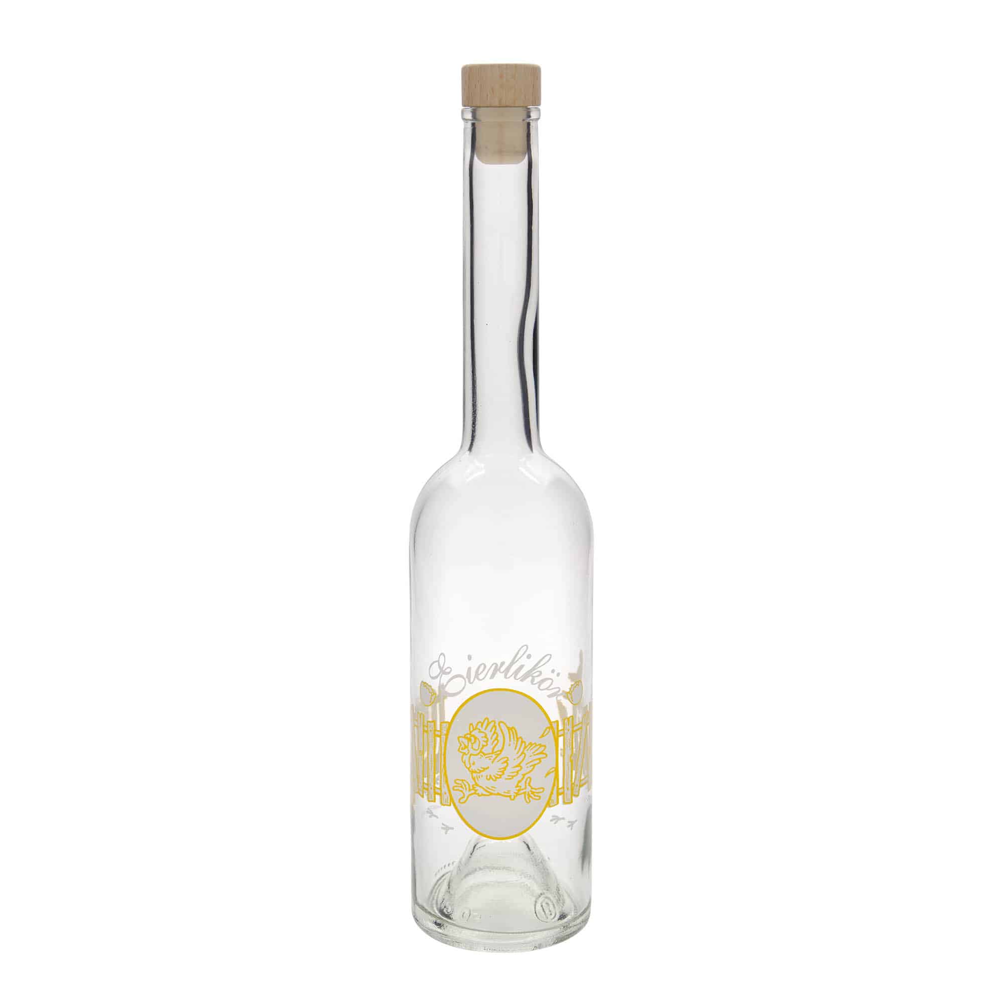 Bouteille en verre 500 ml 'Opera', motif : liqueur d'œuf, ouverture : bouchon en liège