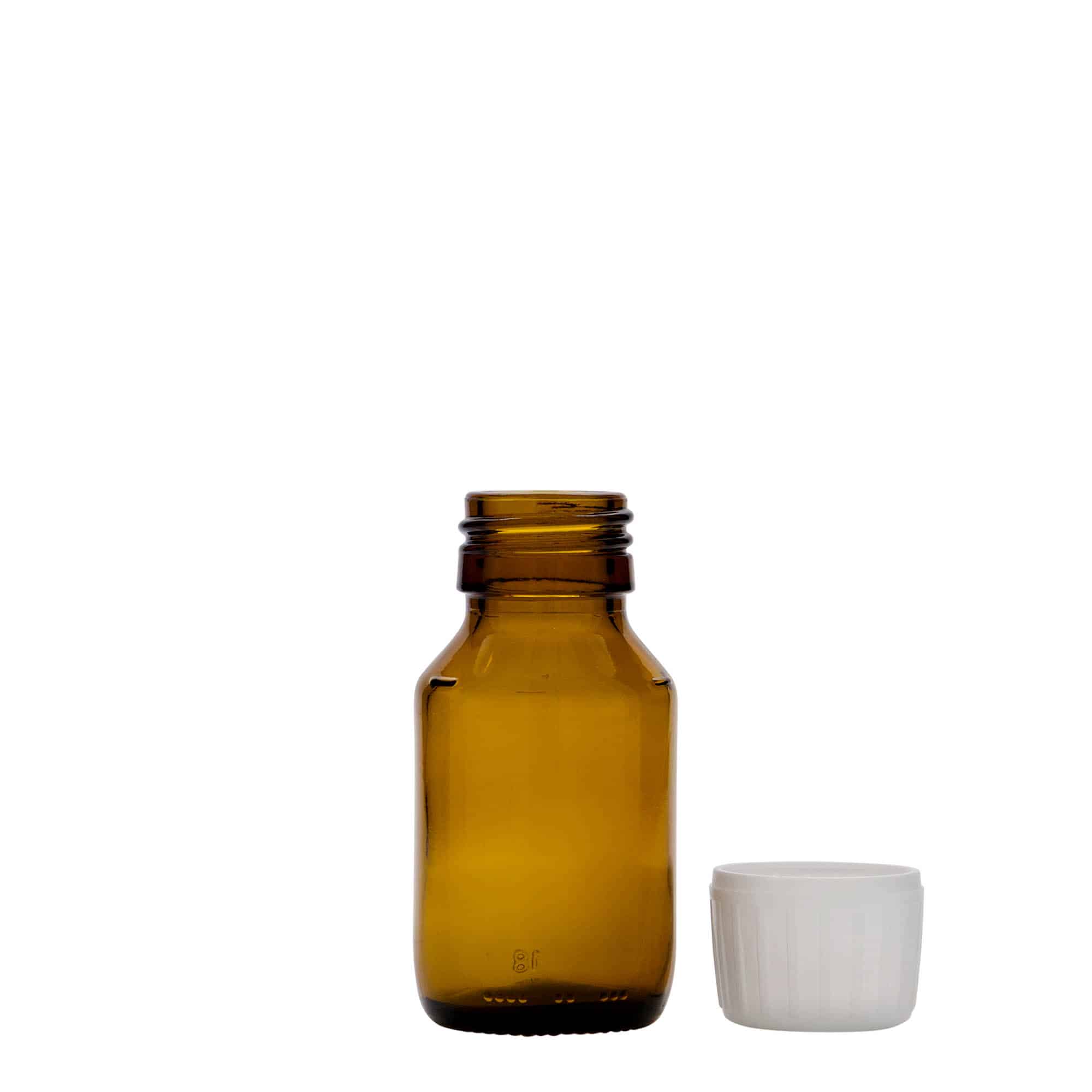 Flacon pharmaceutique 50 ml, brun, verre, bouchage: PP 28