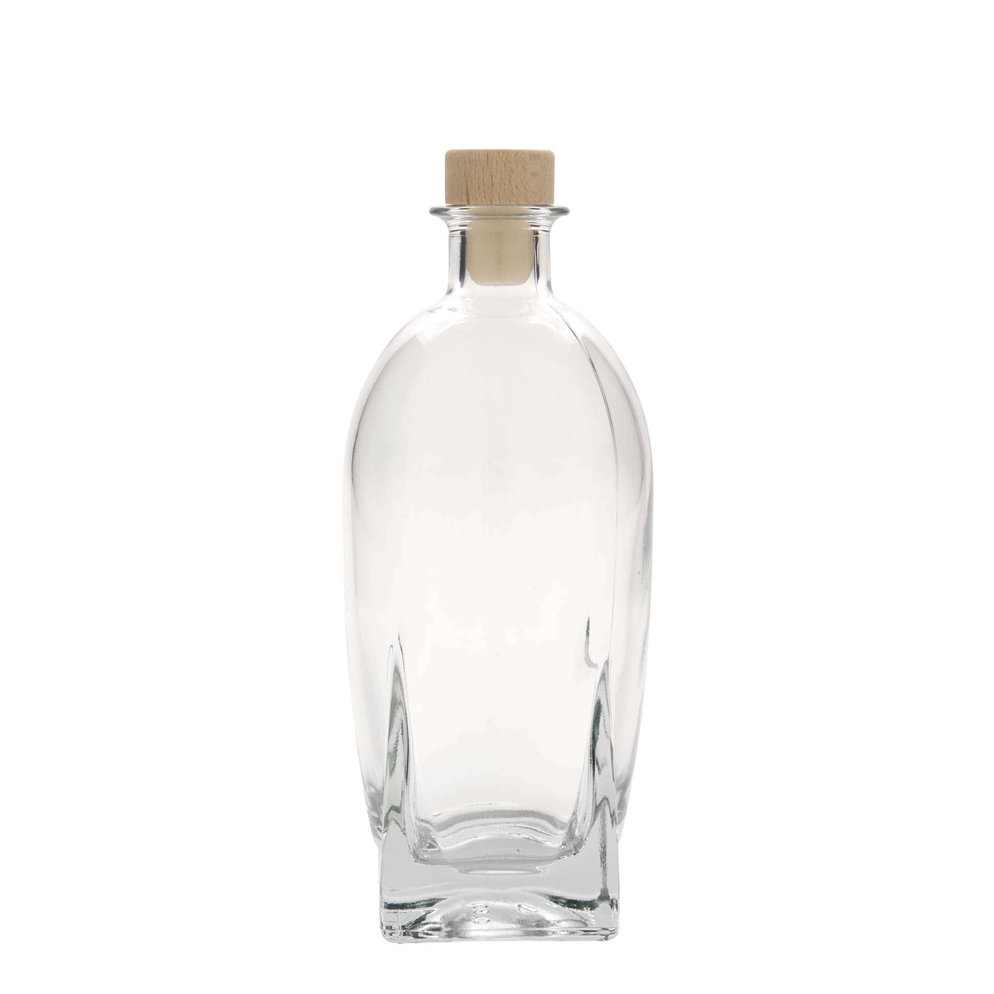 Bouteille en verre 500 ml 'Zino', carrée, ouverture : bouchon en liège