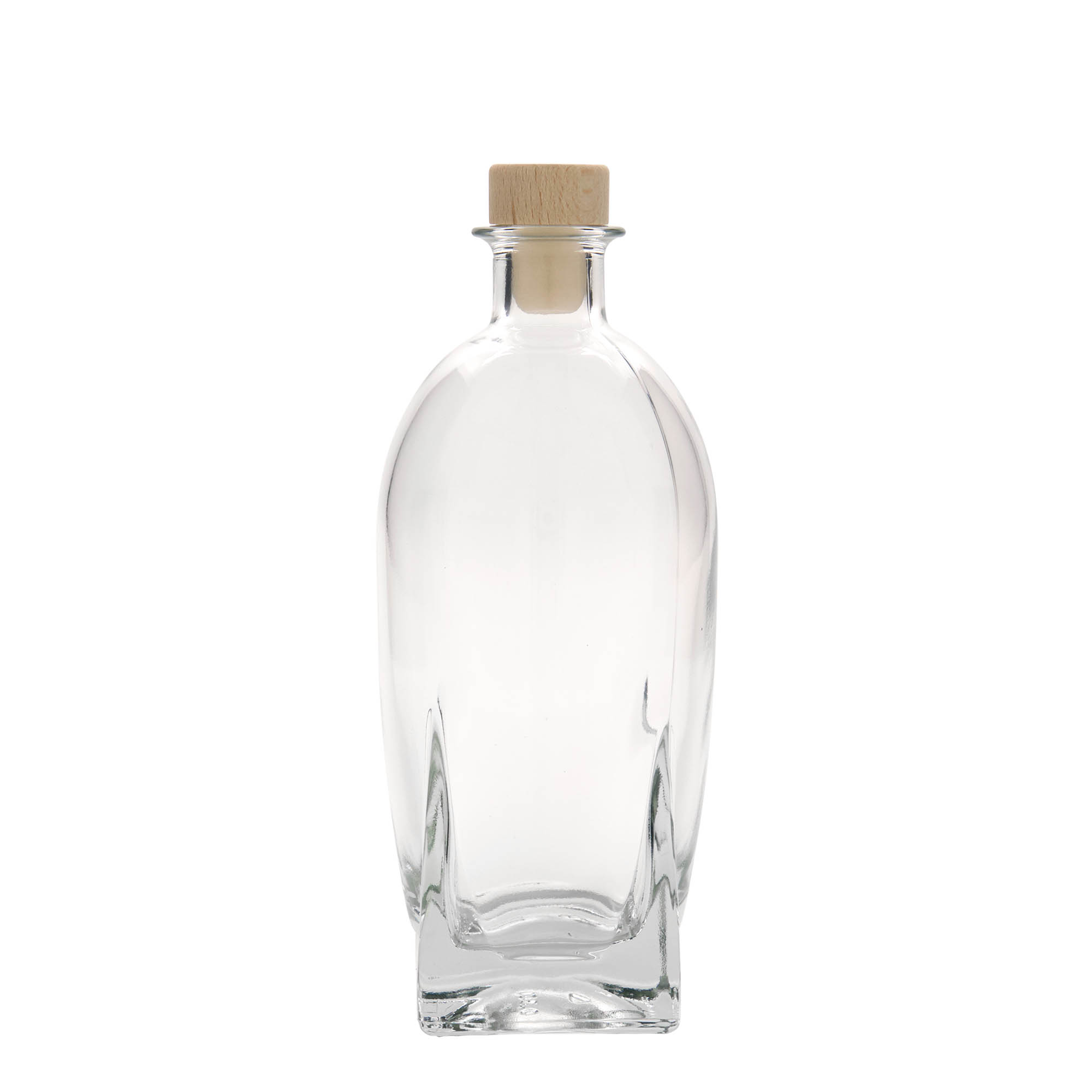 Bouteille en verre 500 ml 'Zino', carrée, ouverture : bouchon en liège Bouteille en verre 500 ml 'Zino', carrée, ouverture : bouchon en liège