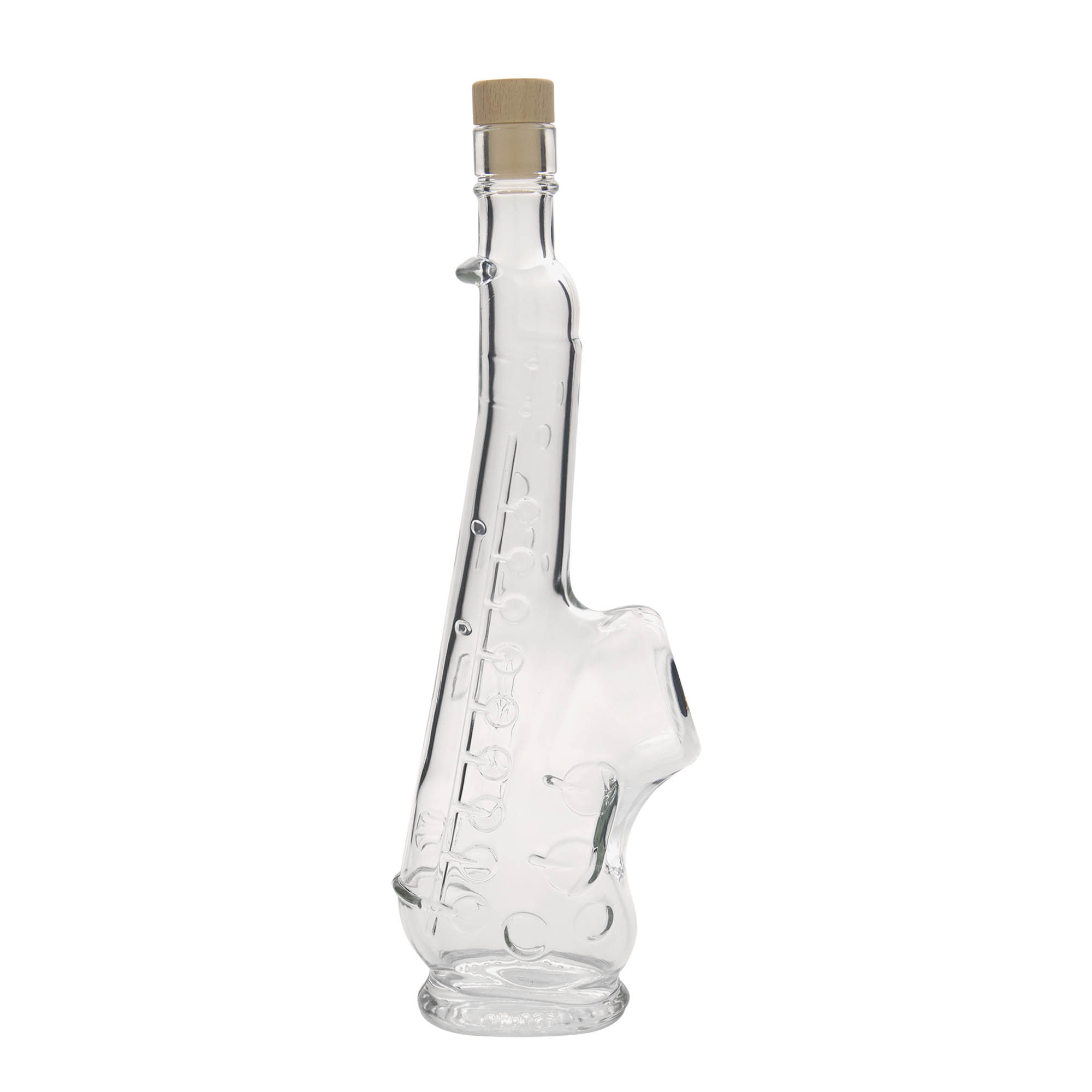 Bouteille en verre 500 ml 'Saxophone', ouverture : bouchon en liège Bouteille en verre 500 ml 'Saxophone', ouverture : bouchon en liège