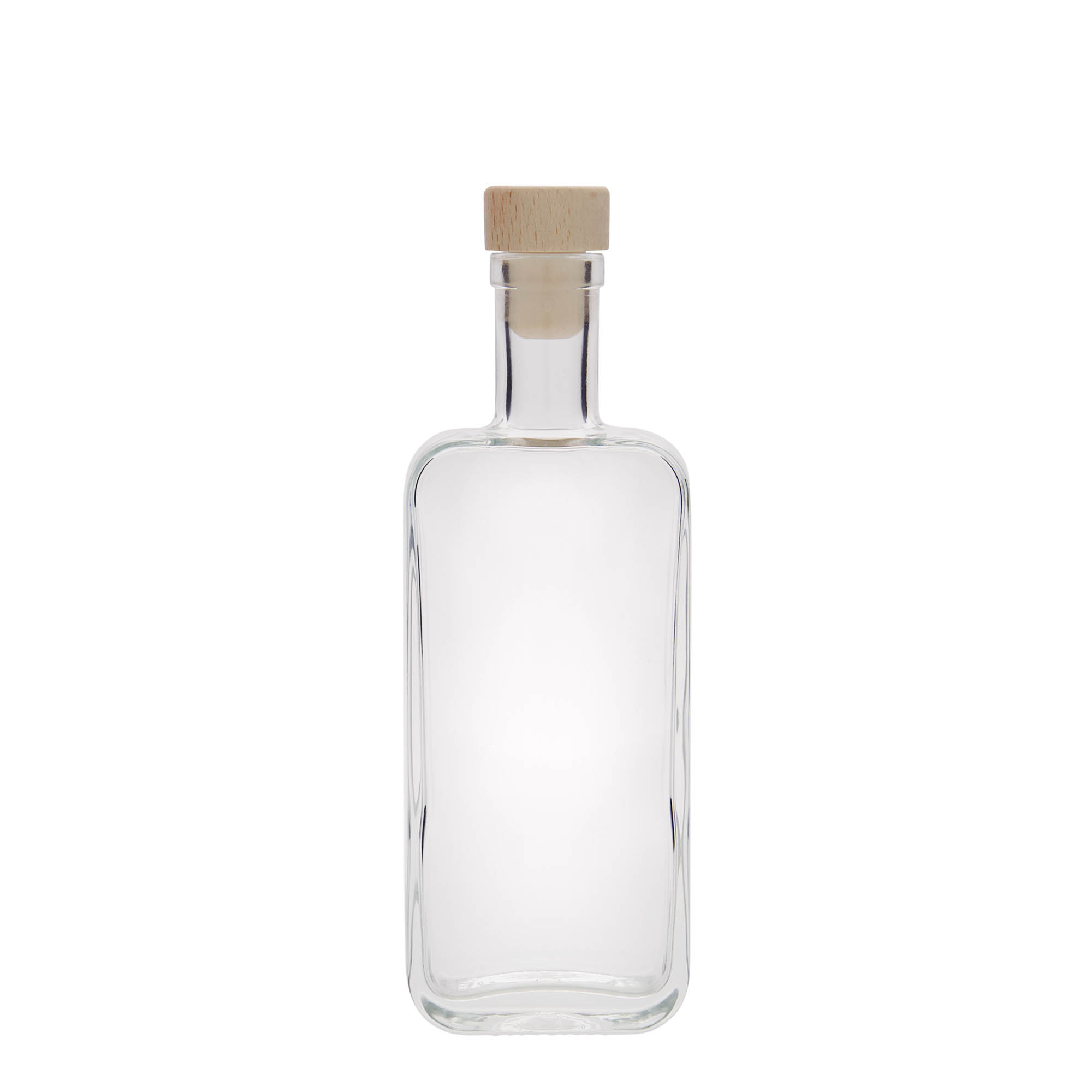 Flacon en verre 200 ml 'Nice', rectangulaire, ouverture : bouchon en liège