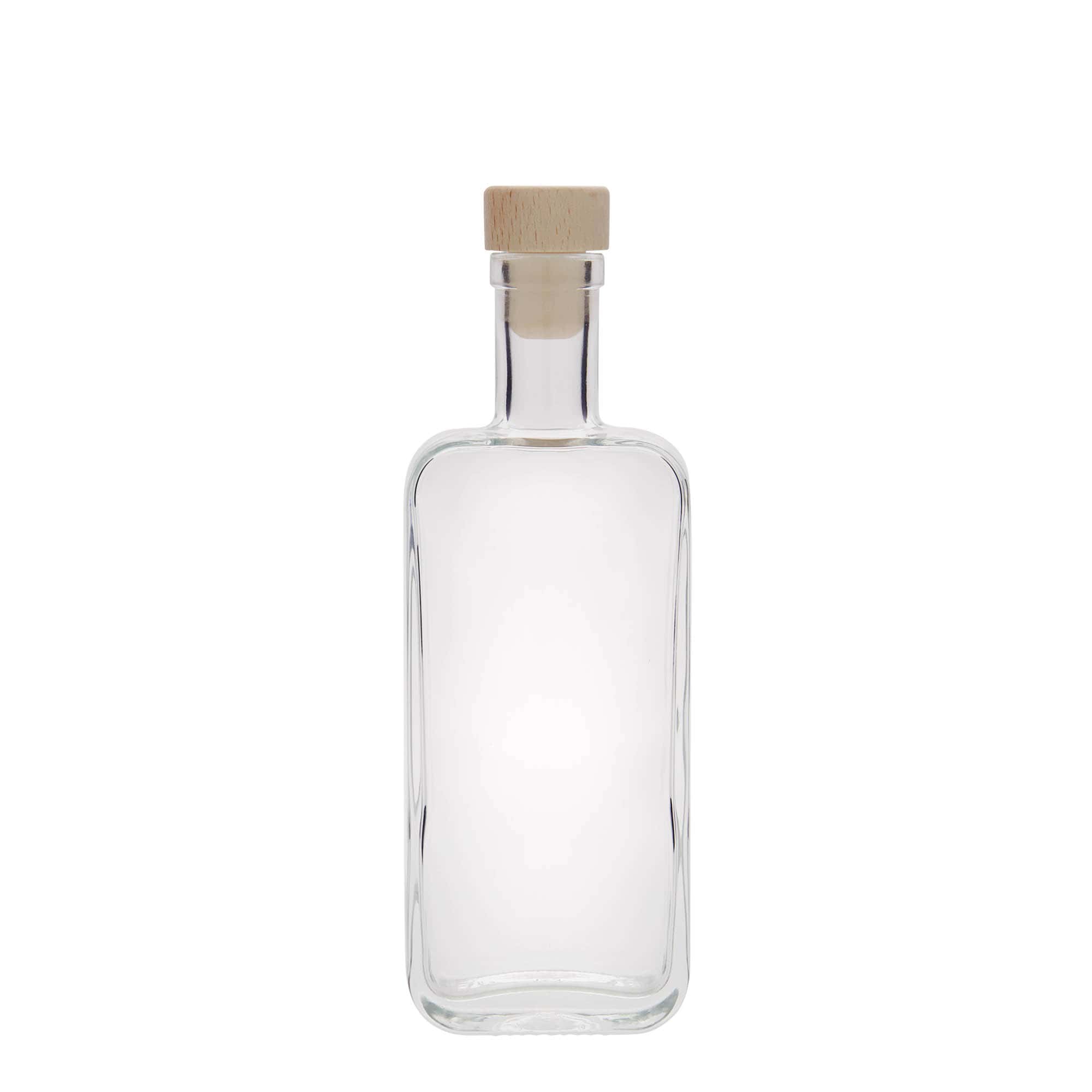 Flacon en verre 200 ml 'Nice', rectangulaire, ouverture : bouchon en liège