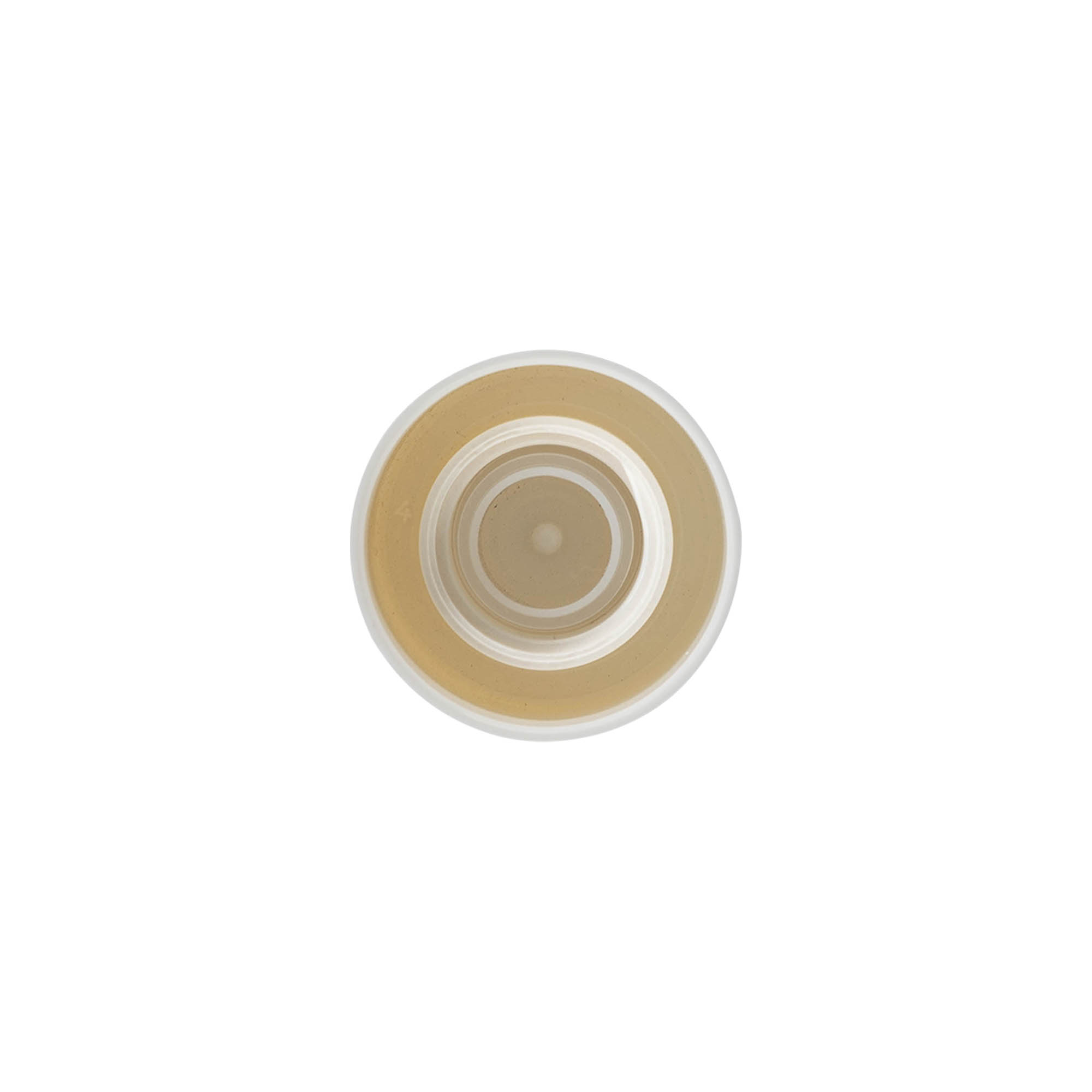 Bouchon à vis pour bouteille ronde avec insert de seringue, plastique PE, blanc, pour ouverture : DIN 18 Bouchon à vis pour bouteille ronde avec insert de seringue, plastique PE, blanc, pour ouverture : DIN 18