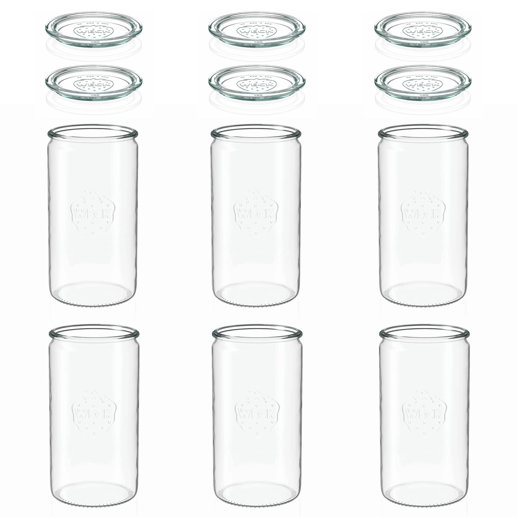 6x 1575 ml verre cylindrique WECK avec couvercle en verre RR 100