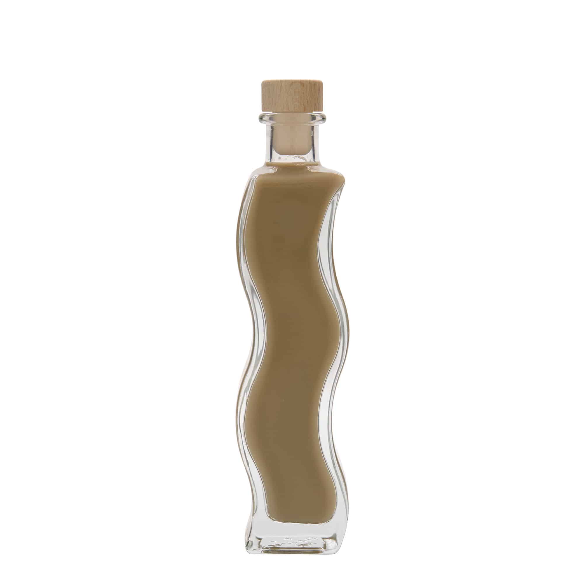 Bouteille en verre 200 ml « Welle », carrée, ouverture : bouchon en liège