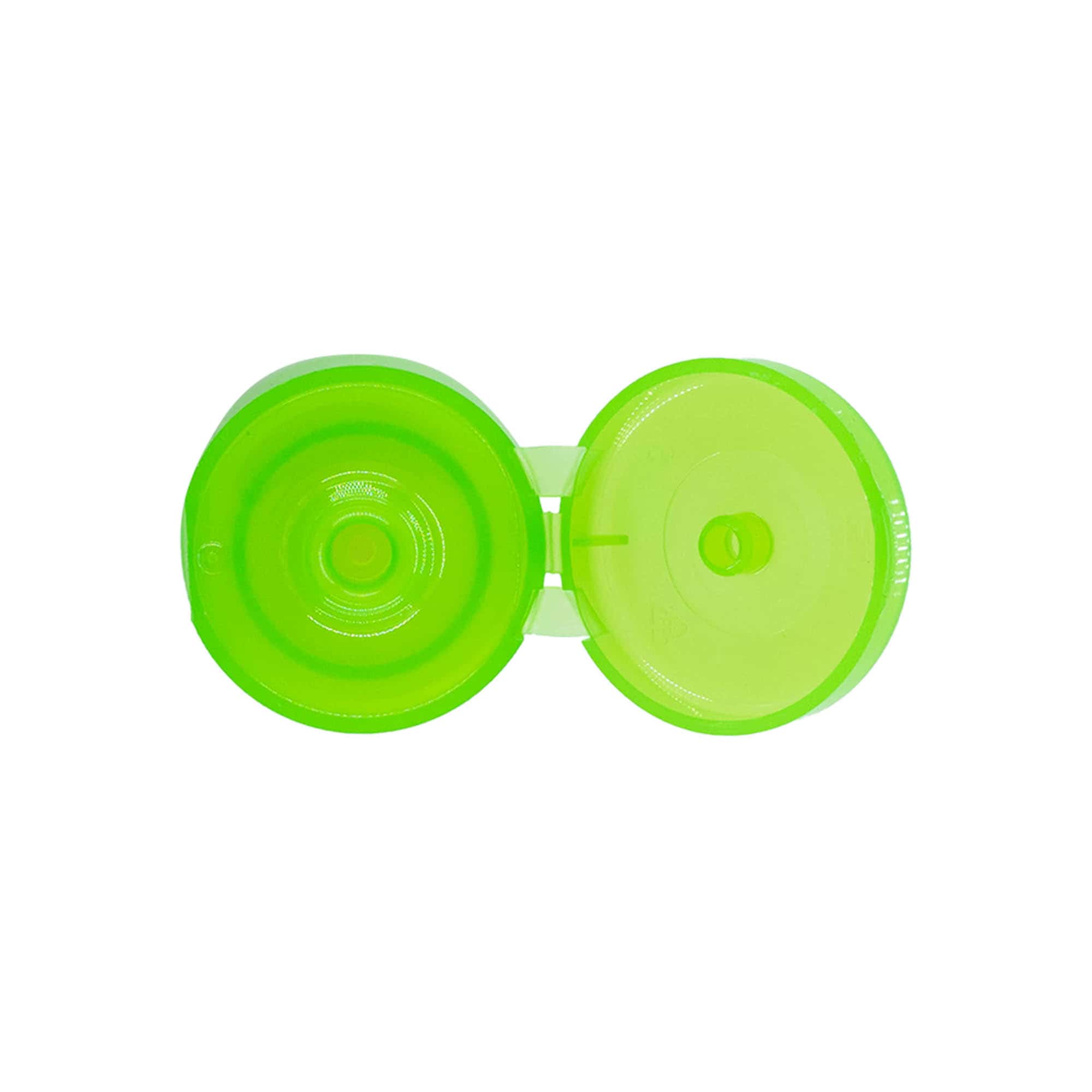 Bouchon à vis avec charnière à bascule, plastique PP, vert, pour ouverture : 24/410 Bouchon à vis avec charnière à bascule, plastique PP, vert, pour ouverture : 24/410