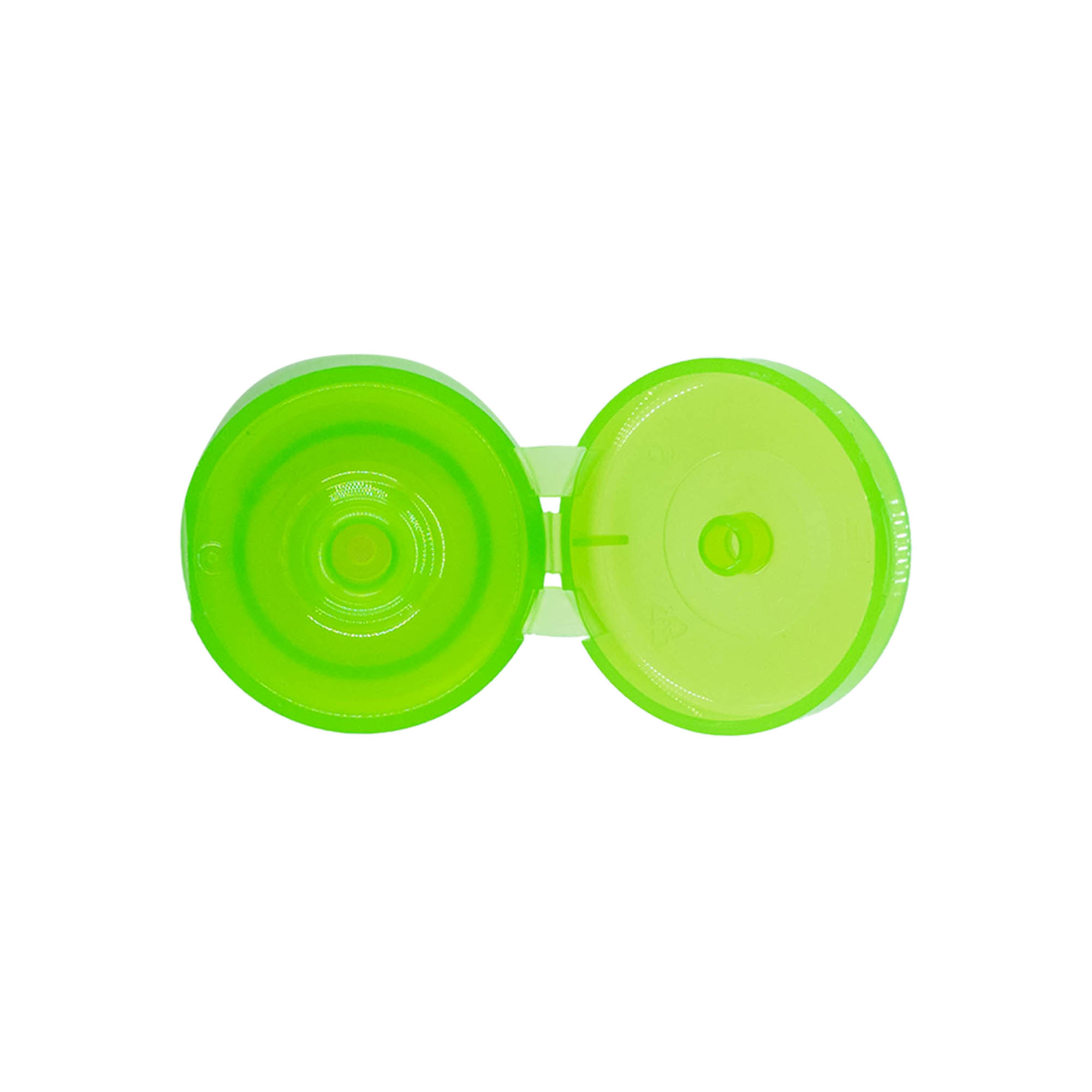 Bouchon à vis avec charnière à bascule, plastique PP, vert, pour ouverture : 24/410