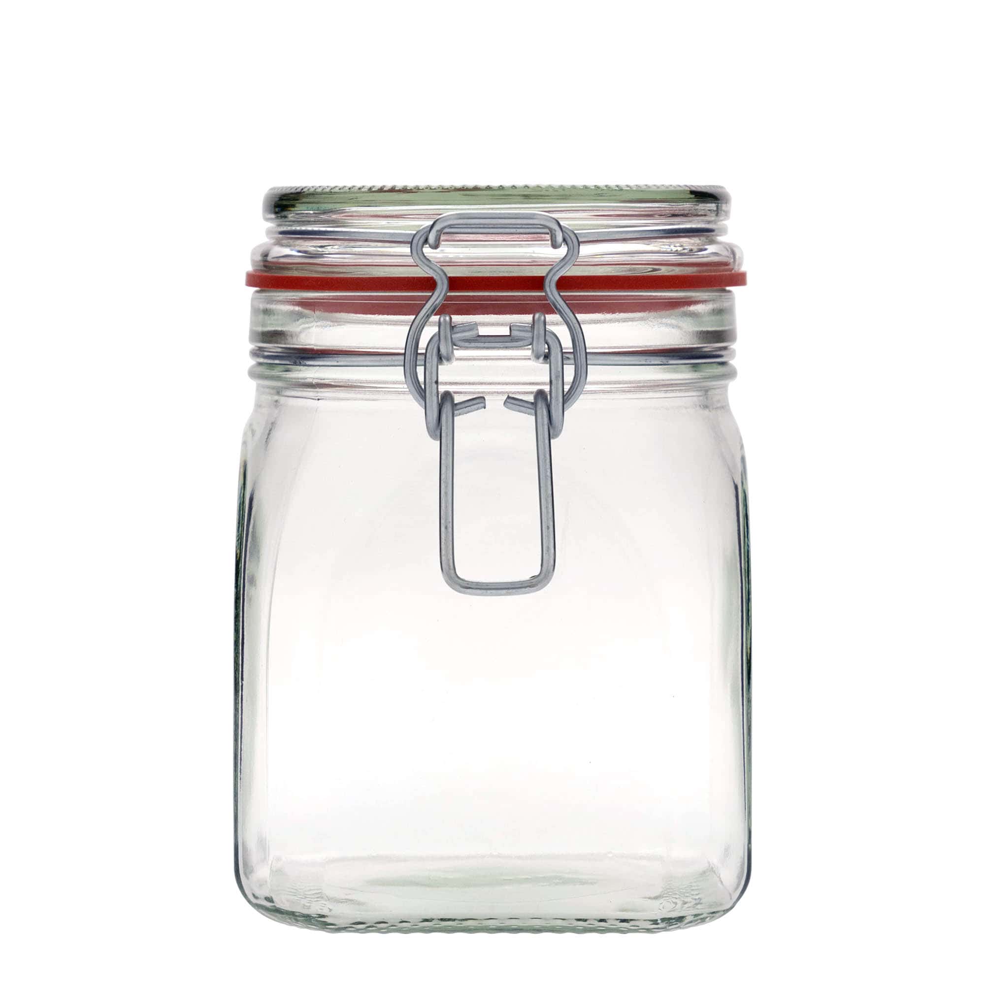 Bocal à fermeture mécanique 900 ml, carré, bouchage: bouchon mécanique