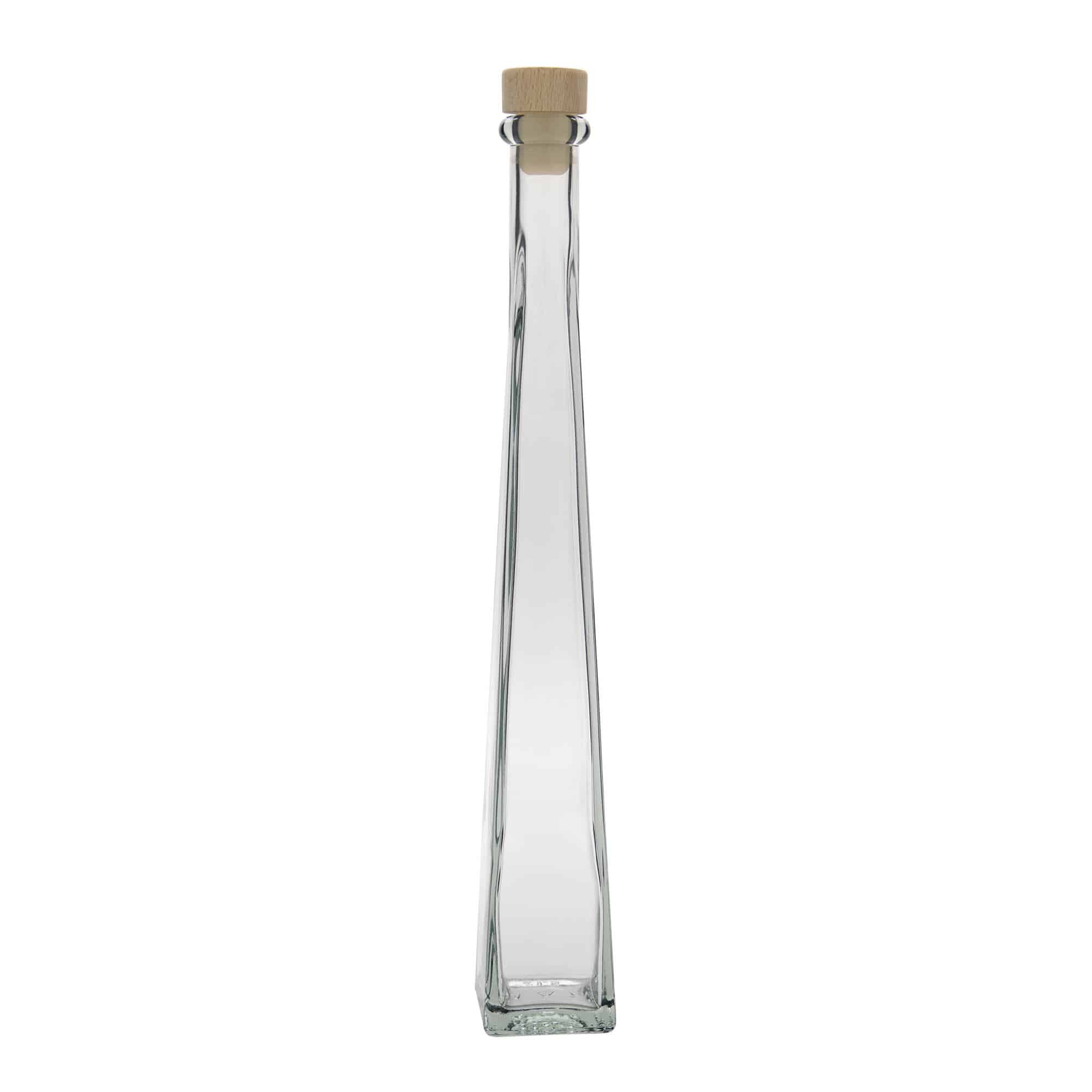 Bouteille en verre 200 ml 'Dama Quadrato', carrée, ouverture : bouchon en liège