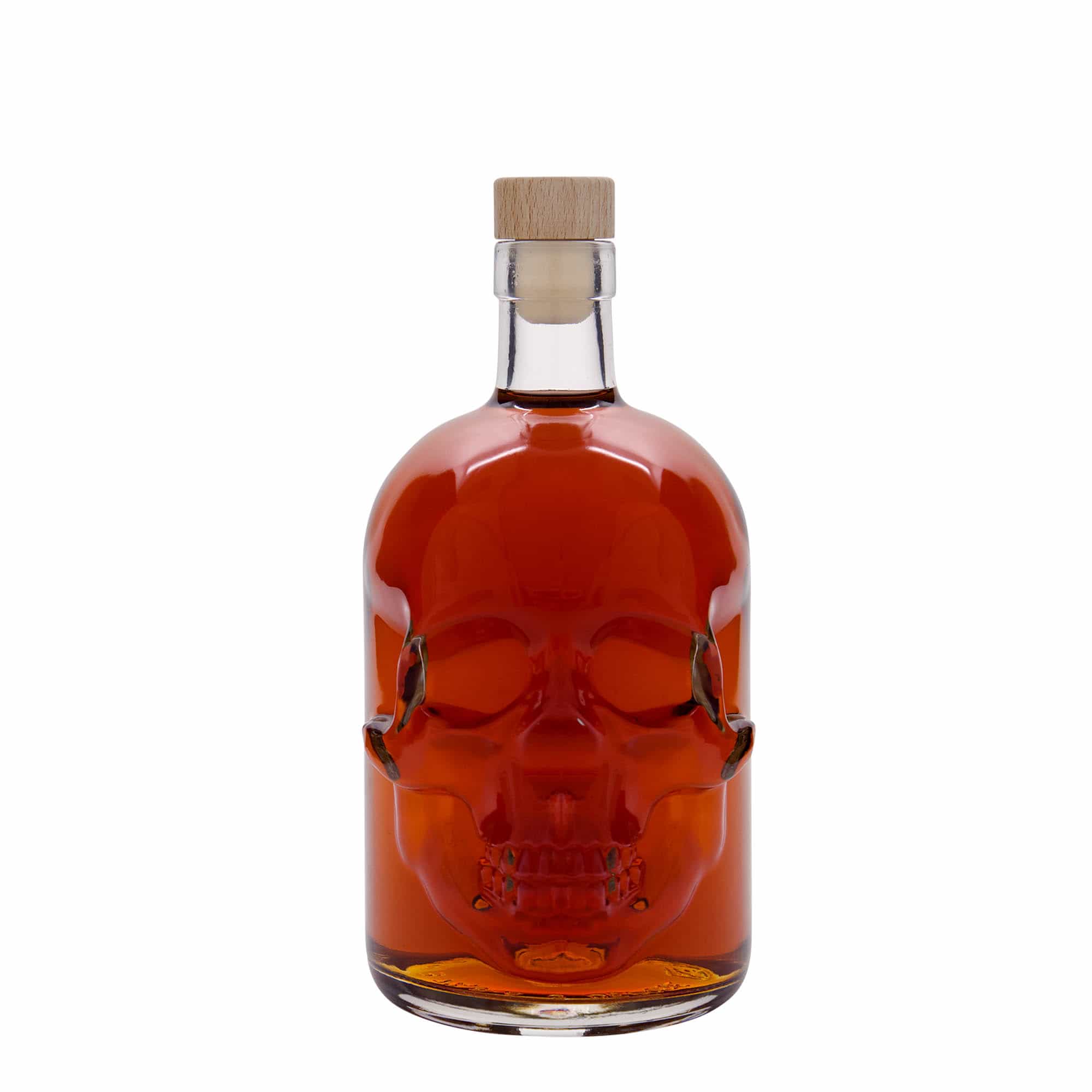 Bouteille en verre de 700 ml « Tête de mort », ouverture : bouchon en liège