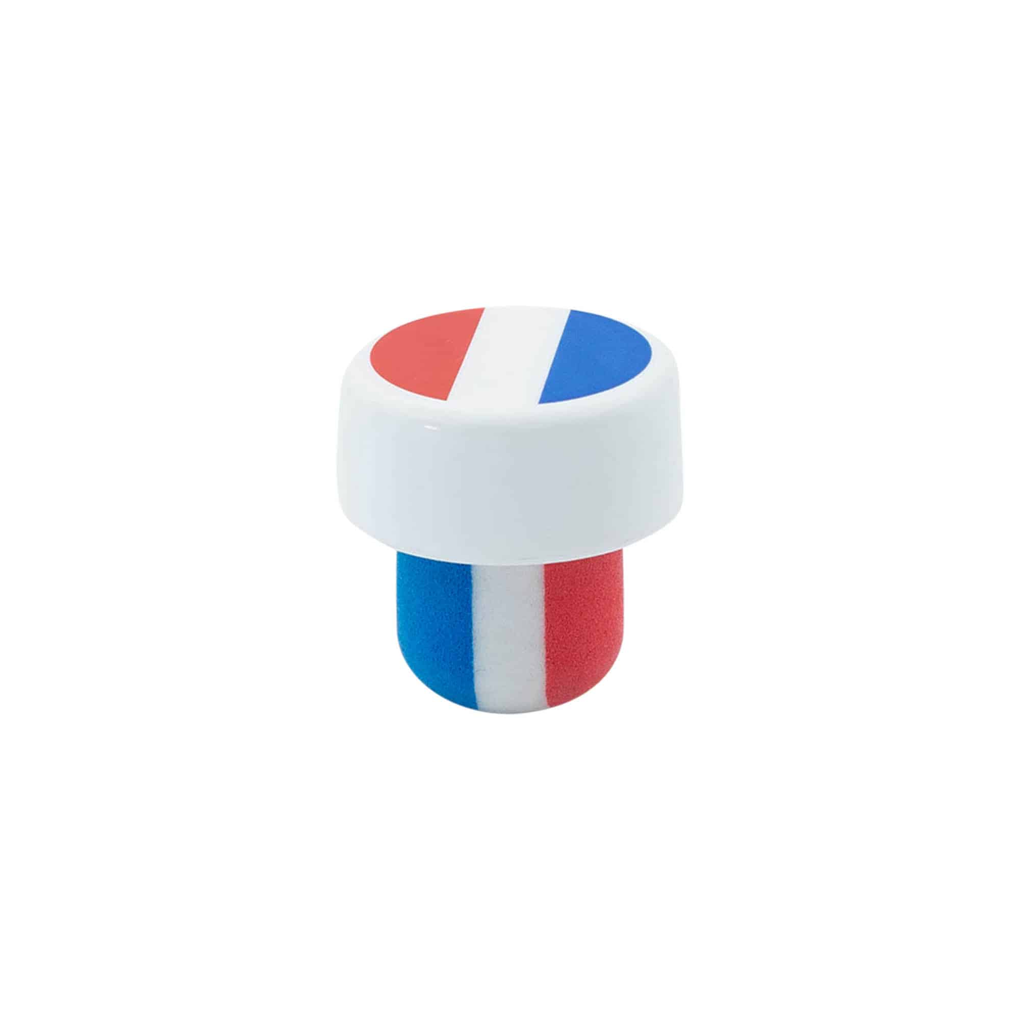 Bouchon à poignée 19 mm 'France', plastique, multicolore, pour bouchage: bouchon Bouchon à poignée 19 mm 'France', plastique, multicolore, pour bouchage: bouchon