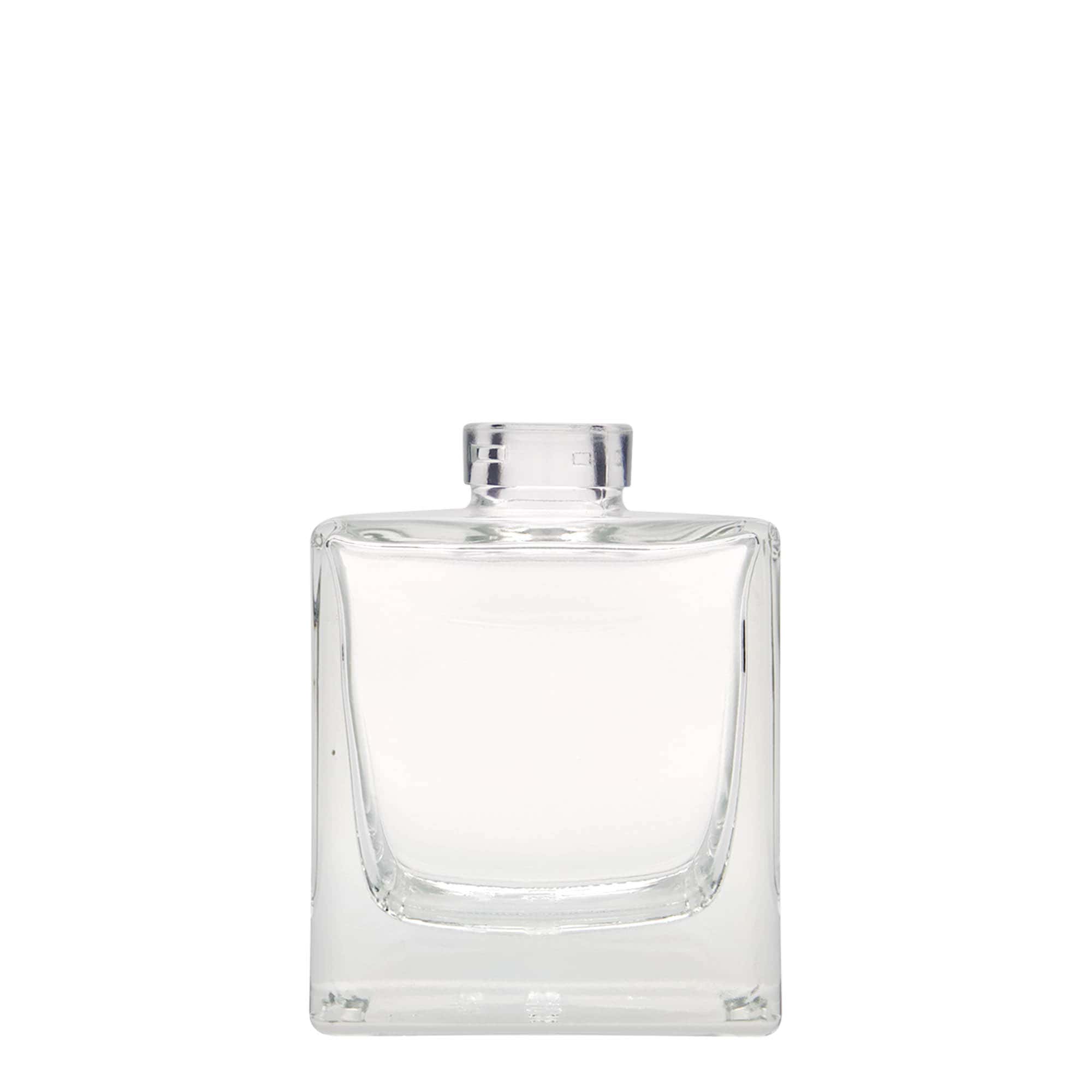 Flacon en verre 200 ml « Cube », carré, ouverture : bouchon en liège