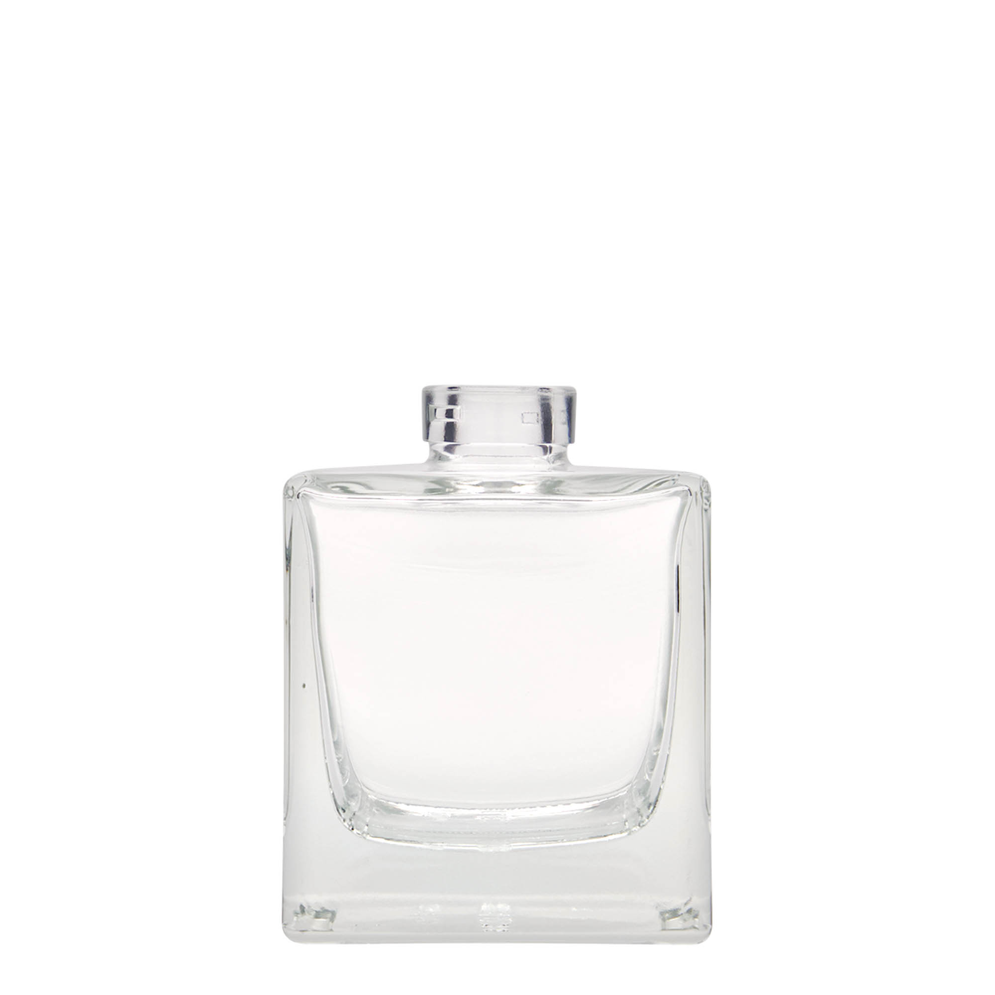 Flacon en verre 200 ml « Cube », carré, ouverture : bouchon en liège