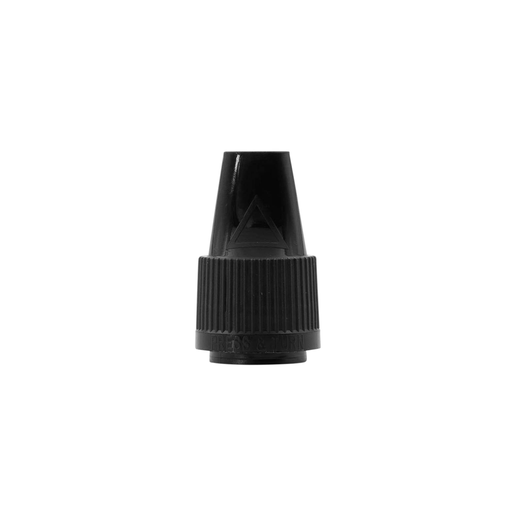 Bouchon à vis avec sécurité qualité et enfant pour « E-Liquid », plastique PP, noir