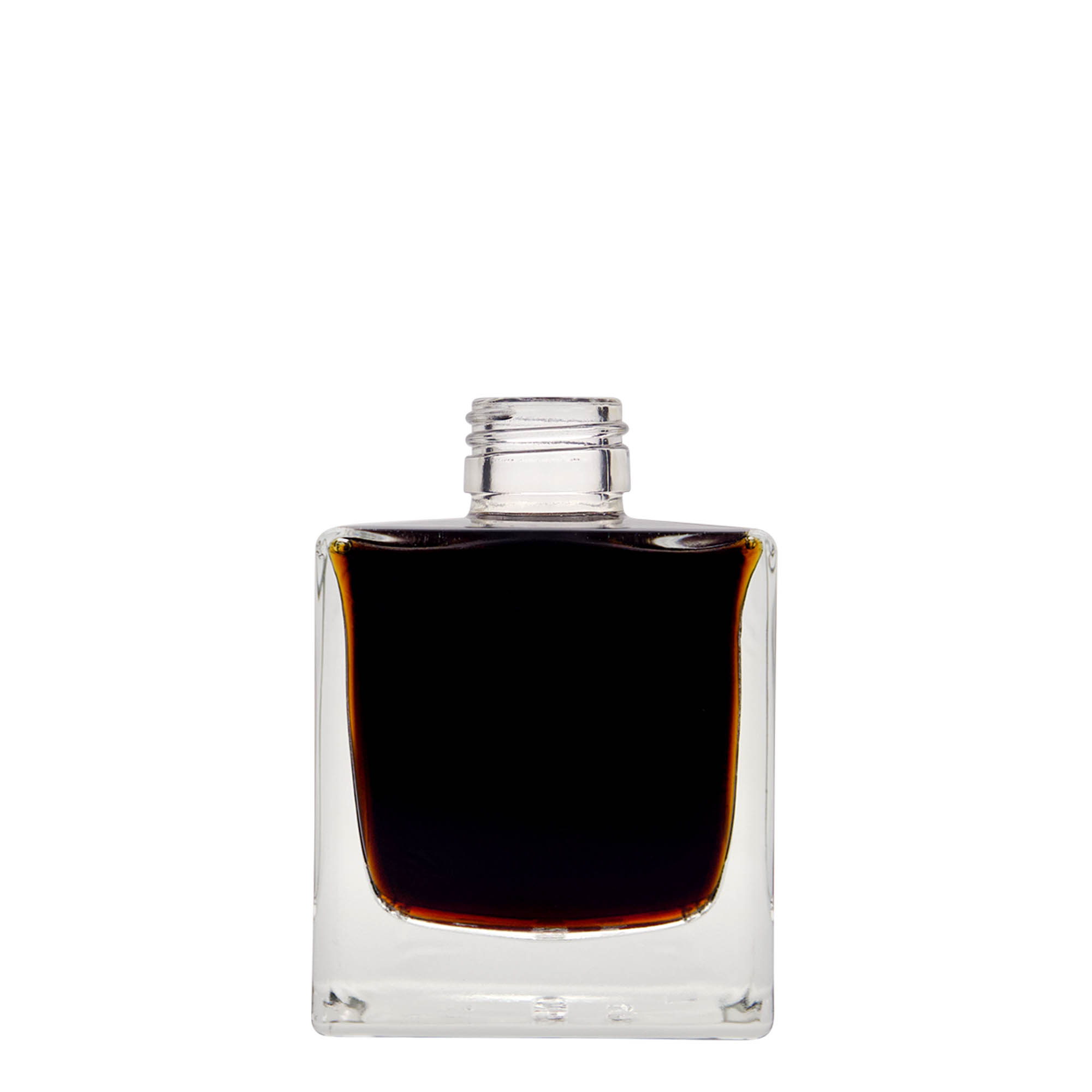 Flacon en verre 200 ml 'Cube', carré, ouverture : PP 28 Flacon en verre 200 ml 'Cube', carré, ouverture : PP 28