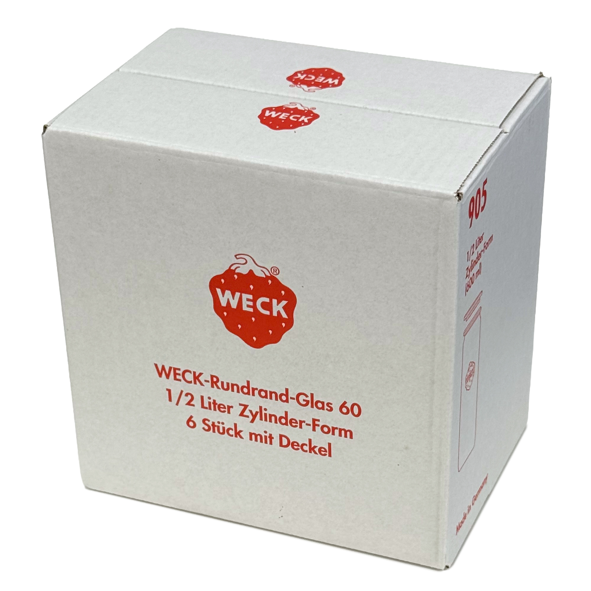 6x 600 ml verre cylindrique WECK avec couvercle en verre RR 60