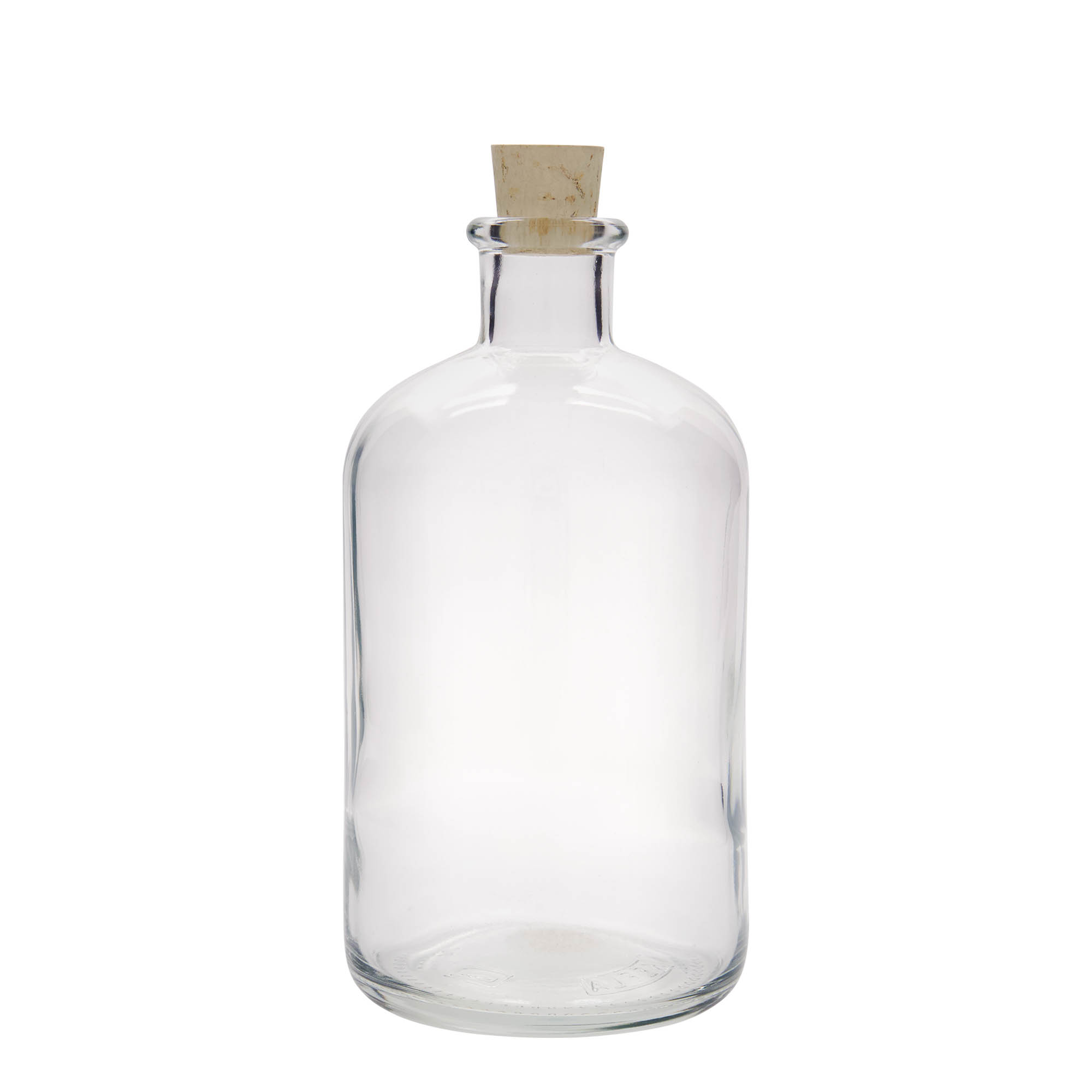 Bouteille en verre de 1 000 ml, apothicaire, ouverture : bouchon en liège