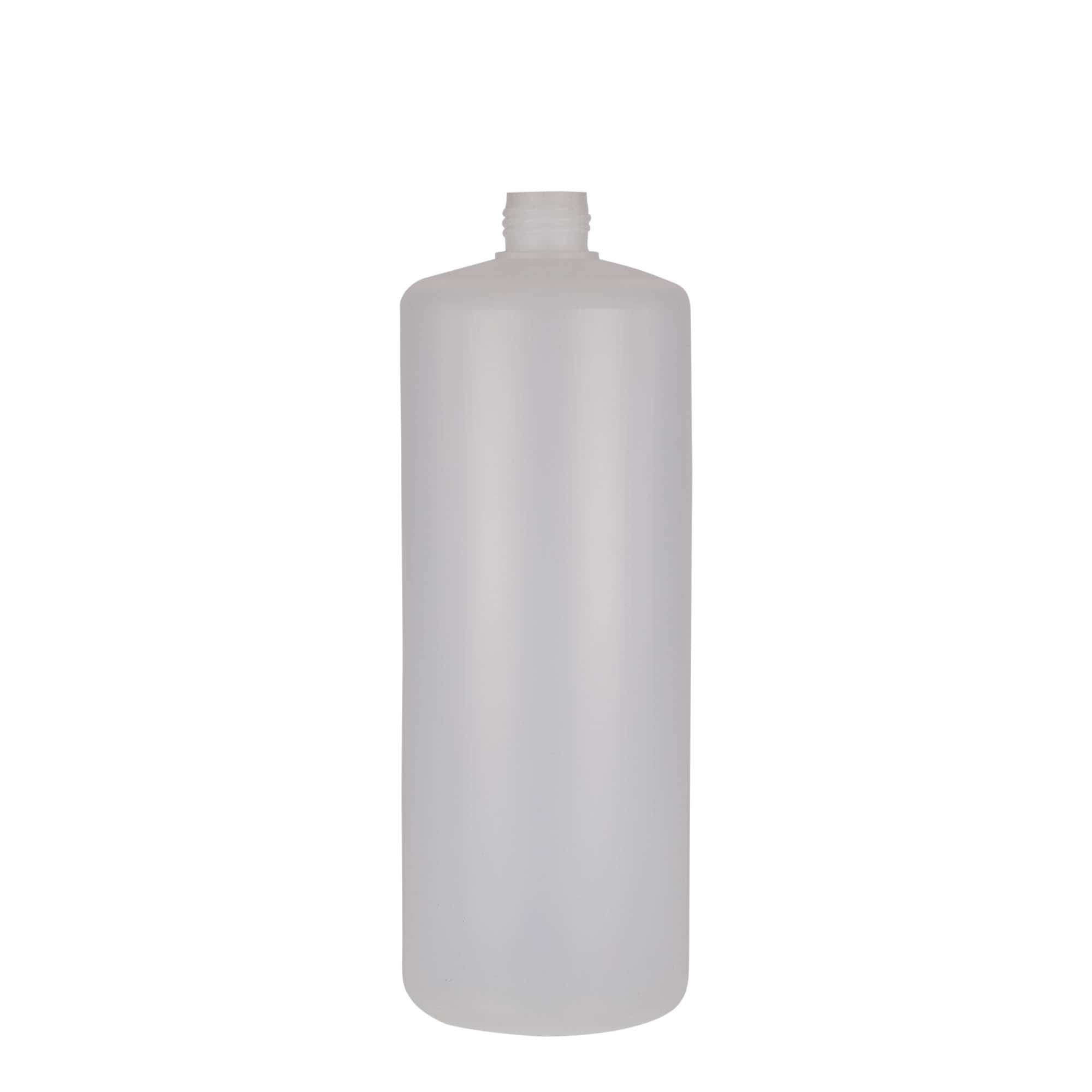 Bouteille ronde 1 000 ml, plastique PE, nature, bouchage: Bougage à vis Bouteille ronde 1 000 ml, plastique PE, nature, bouchage: Bougage à vis