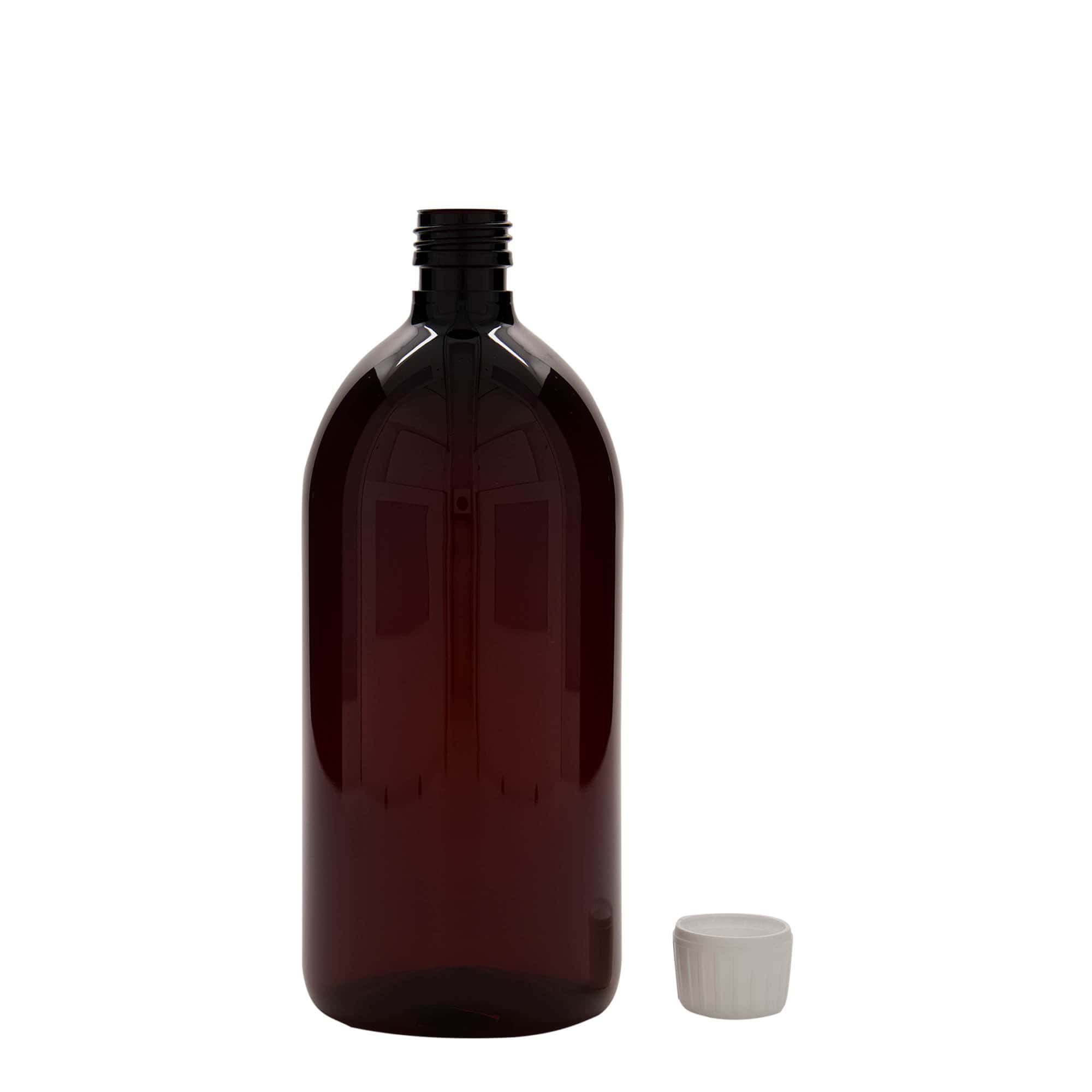 1 000 ml flacon médical en PET, brun, plastique, ouverture : PP 28