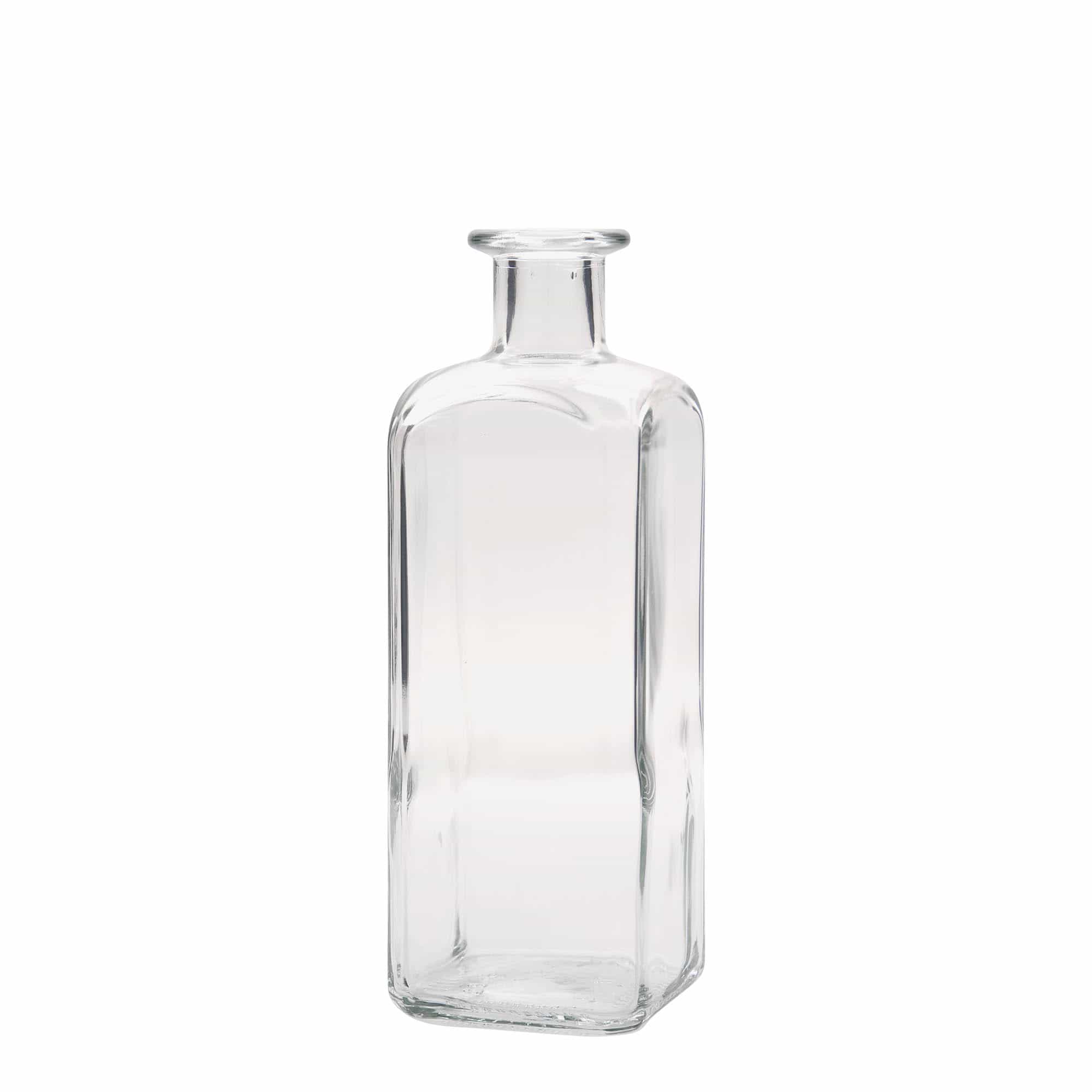 Bouteille en verre apothicaire 'Carré', carrée 500 ml, bouchage: bouchon