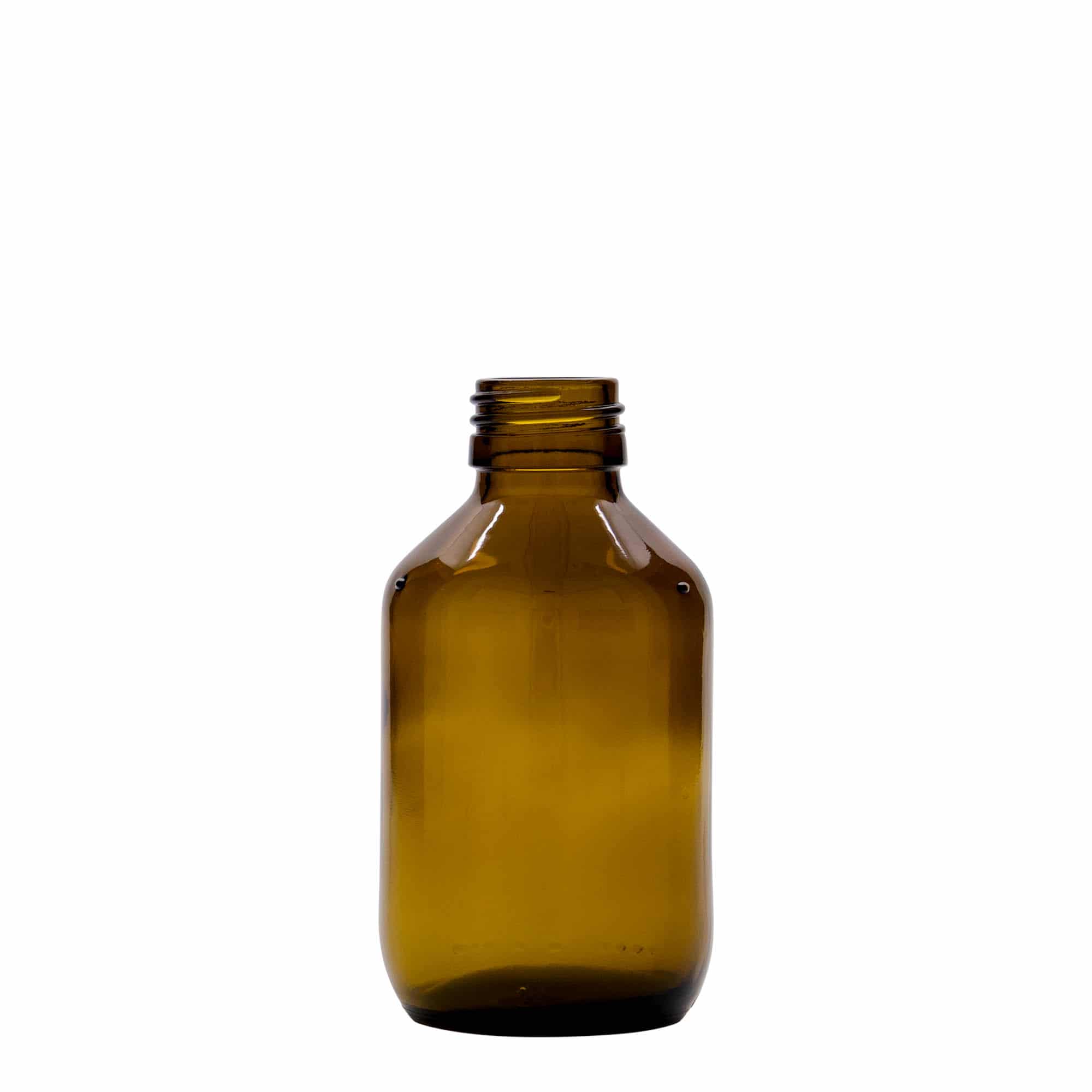 Flacon pharmaceutique 150 ml, brun, verre, bouchage: PP 28 Flacon pharmaceutique 150 ml, brun, verre, bouchage: PP 28