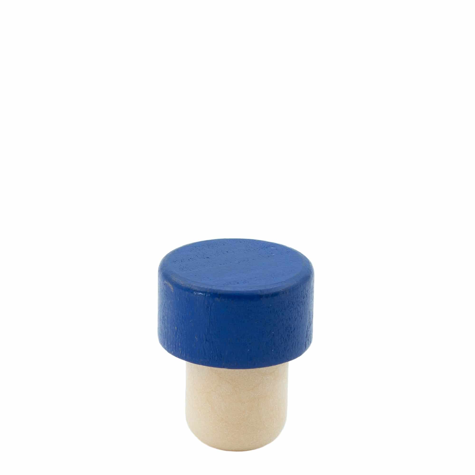 Bouchon à poignée 19 mm, bois, bleu, pour col : liège