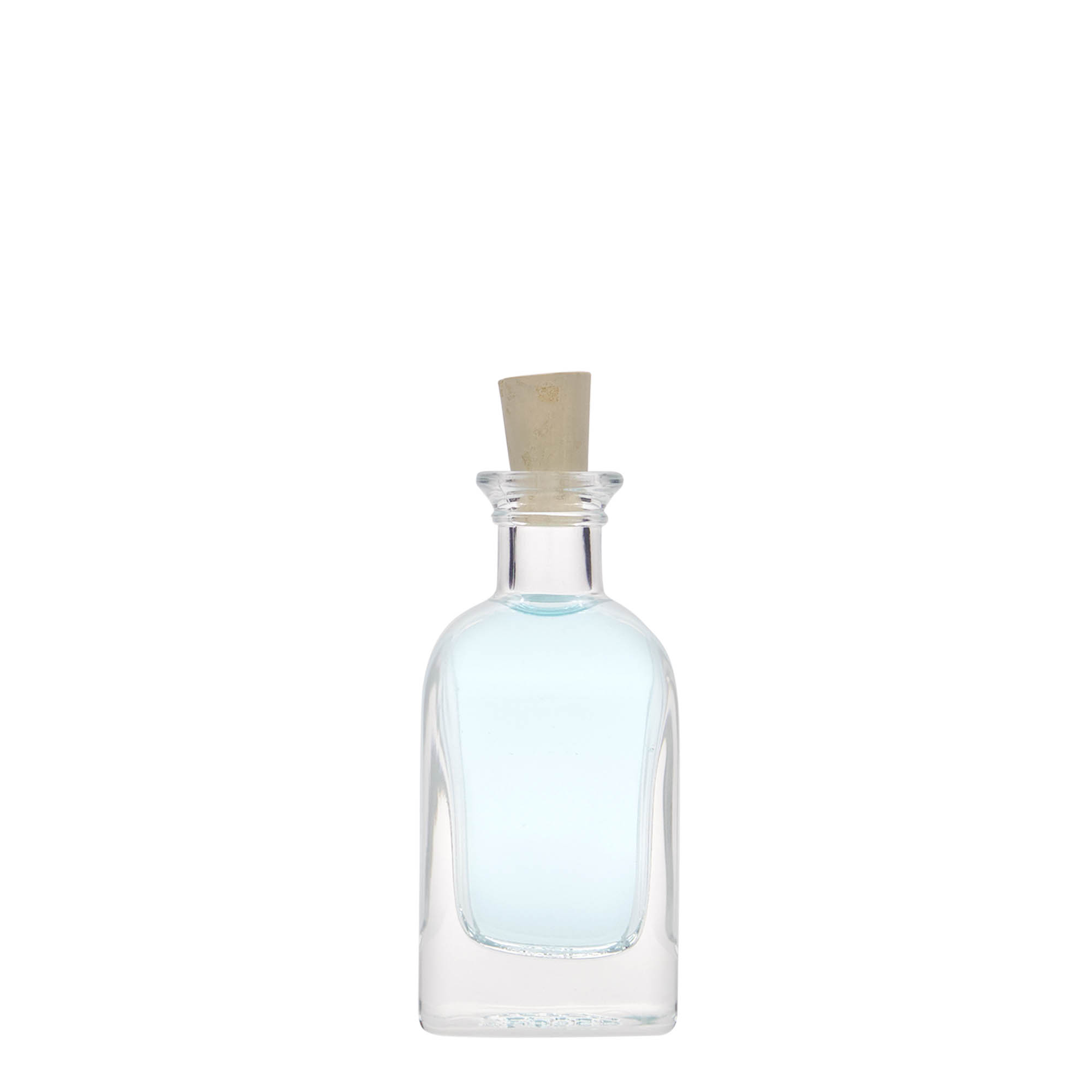 Flacon en verre 40 ml Apotheker Carré, carré, ouverture : bouchon en liège Flacon en verre 40 ml Apotheker Carré, carré, ouverture : bouchon en liège