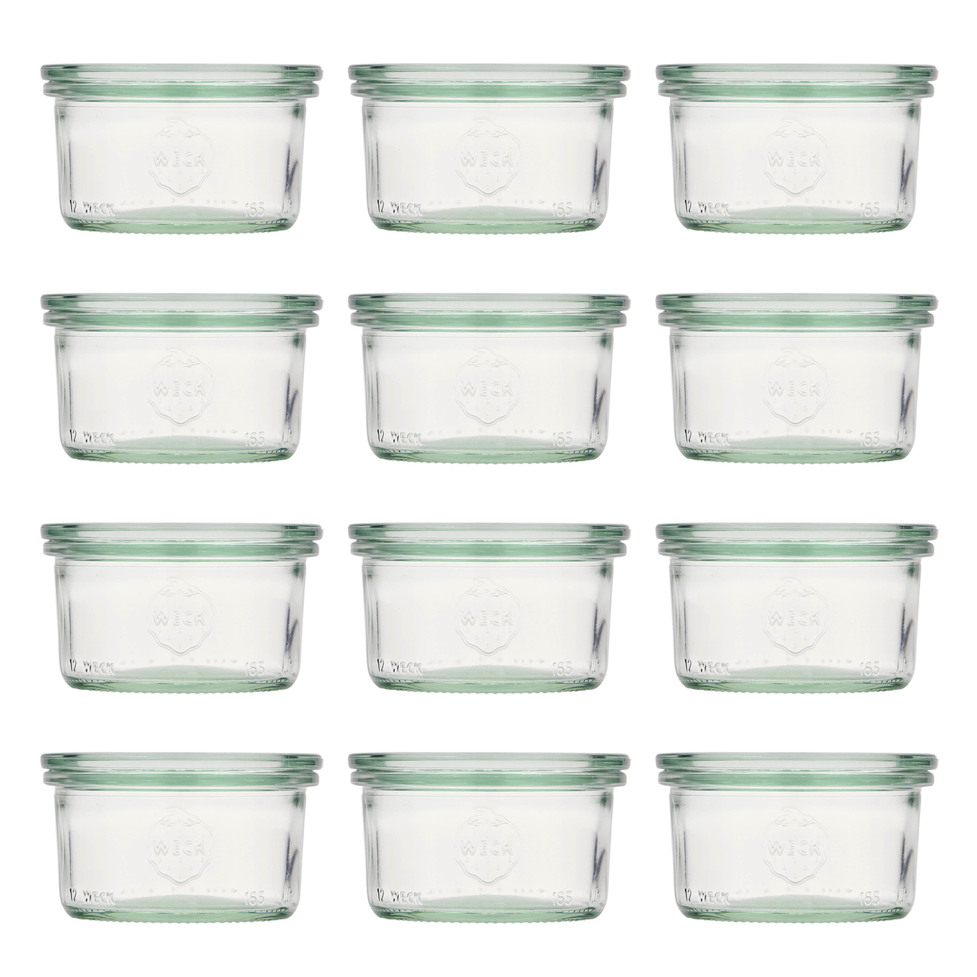 12x 165 ml bocal WECK à renversement avec couvercle en verre RR 80