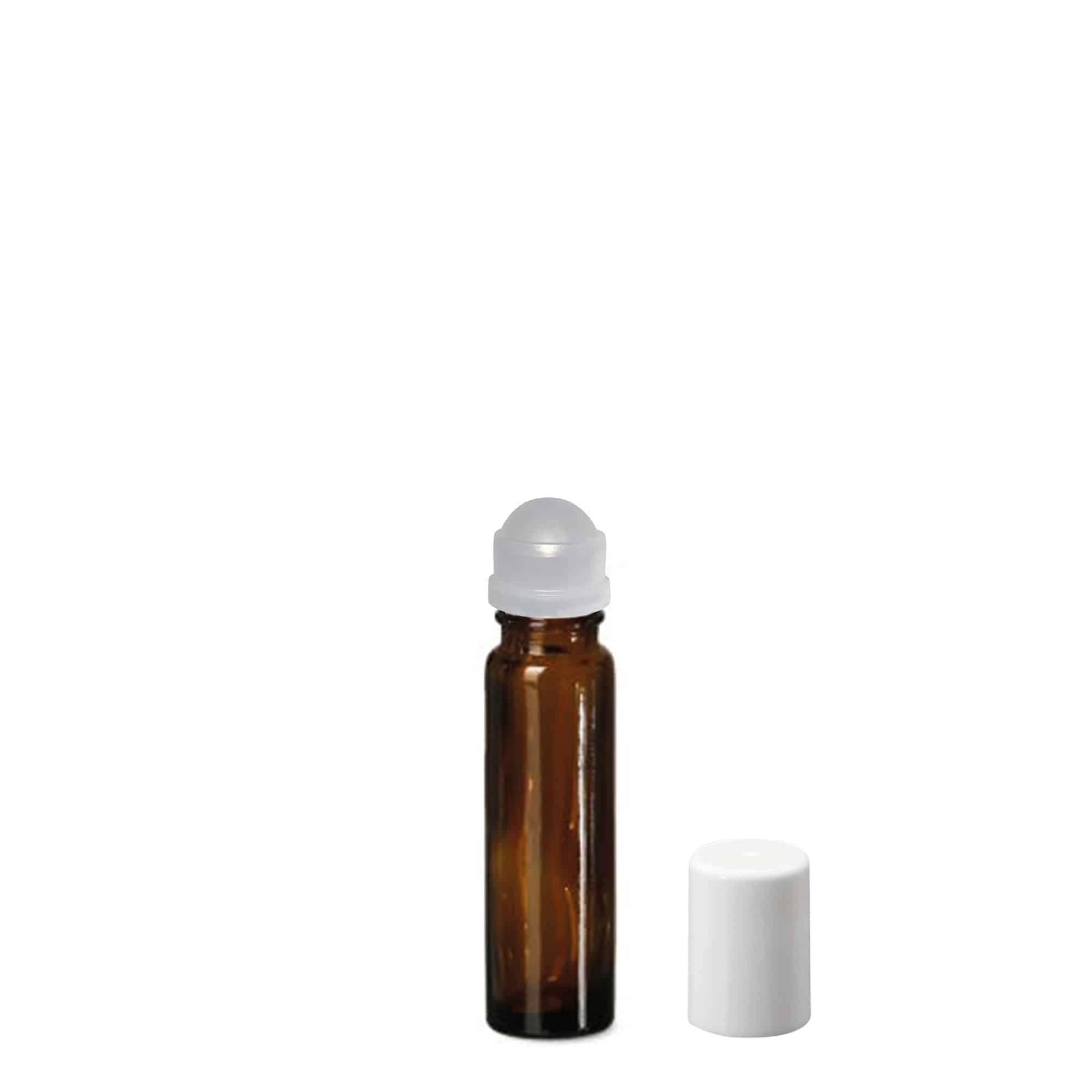 Flacon roll-on 10 ml, verre, brun, ouverture : bouchon à vis