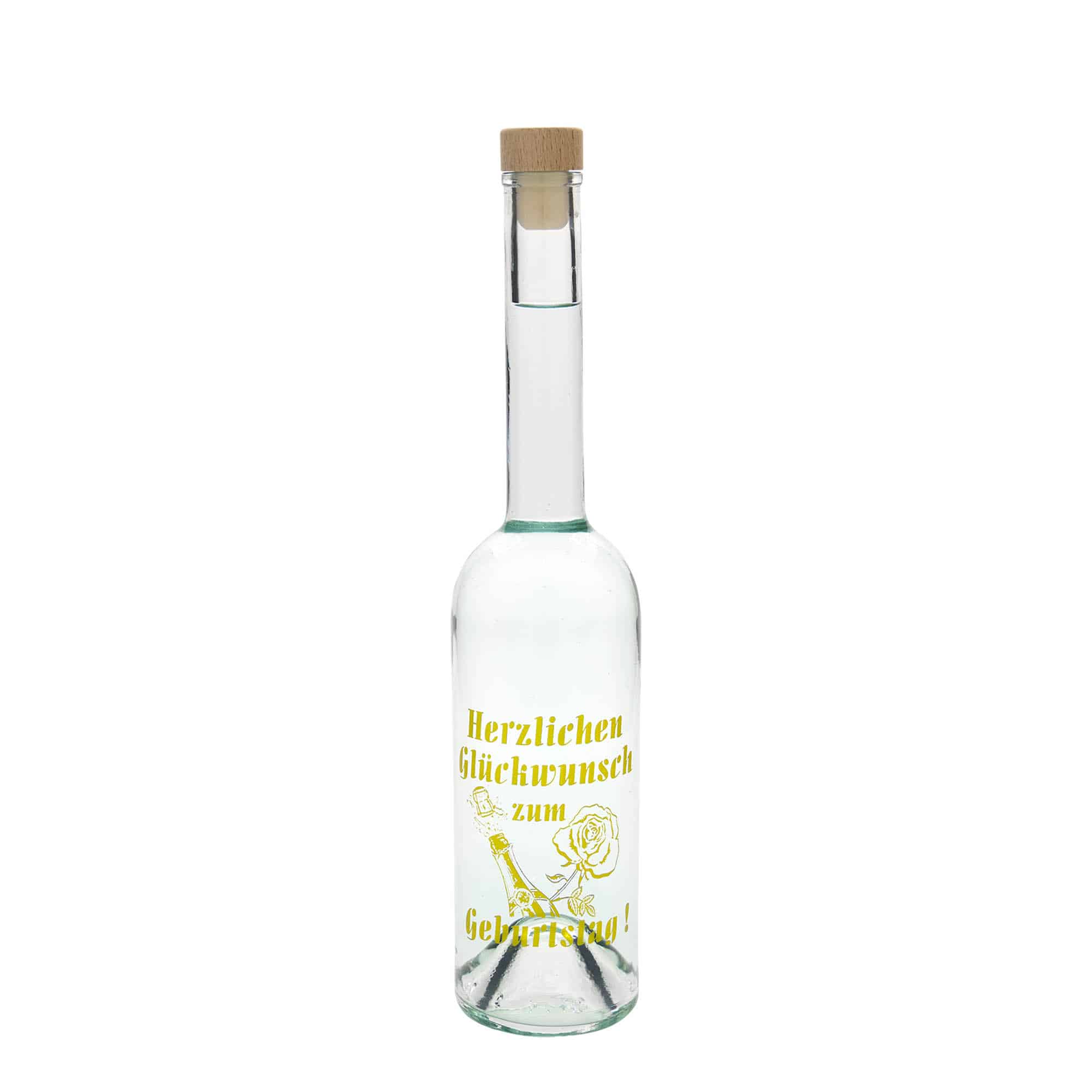 Bouteille en verre 500 ml Maximo imprimée « Karneval », ouverture : bouchon en liège