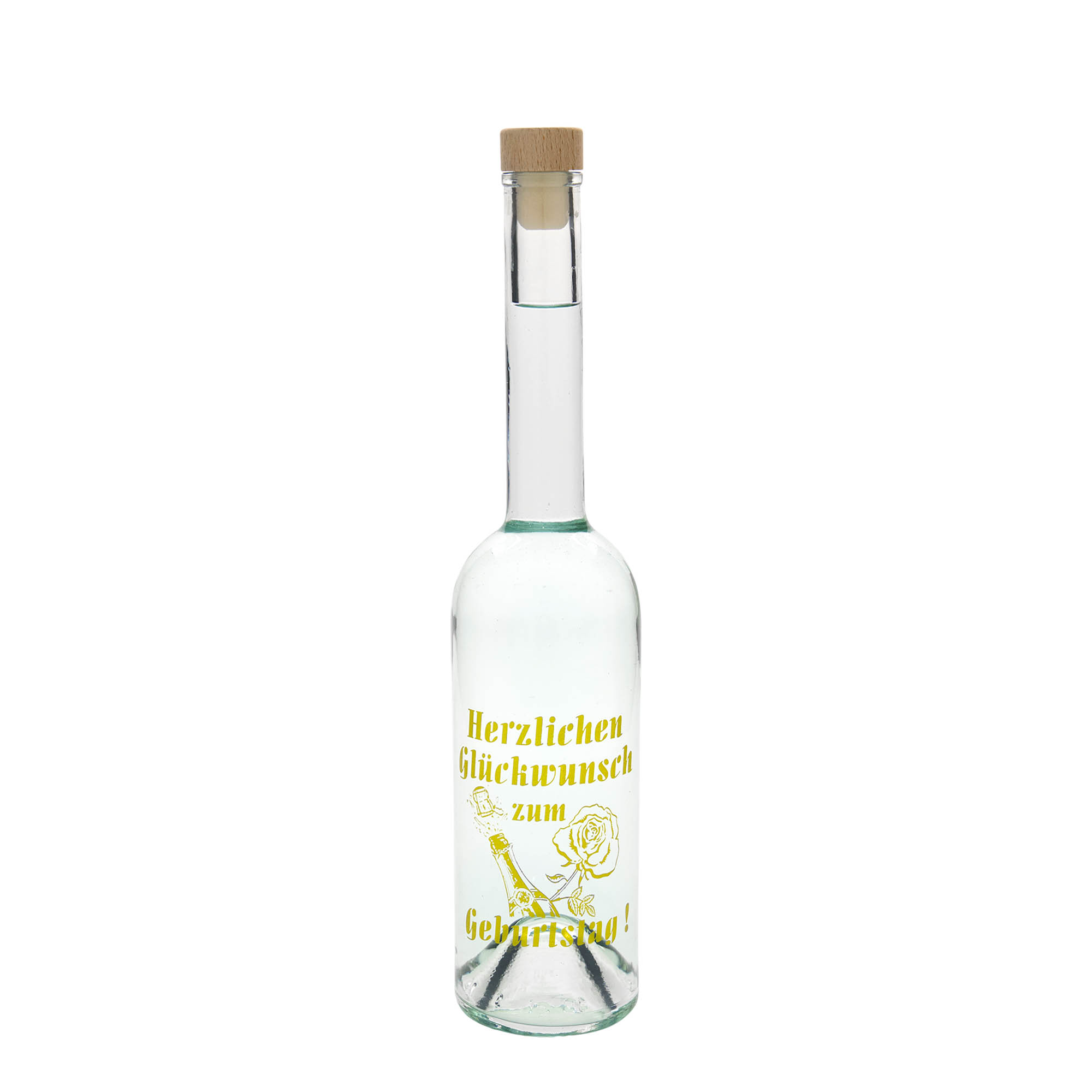Bouteille en verre 500 ml Maximo imprimée « Karneval », ouverture : bouchon en liège Bouteille en verre 500 ml Maximo imprimée « Karneval », ouverture : bouchon en liège