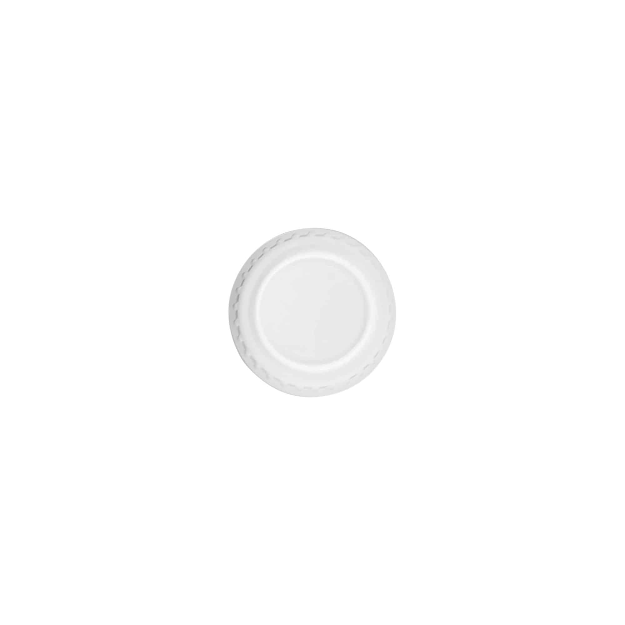 Bouchon à vis avec fermeture d'originalité, plastique PE, blanc, pour ouverture : DIN 18 Bouchon à vis avec fermeture d'originalité, plastique PE, blanc, pour ouverture : DIN 18