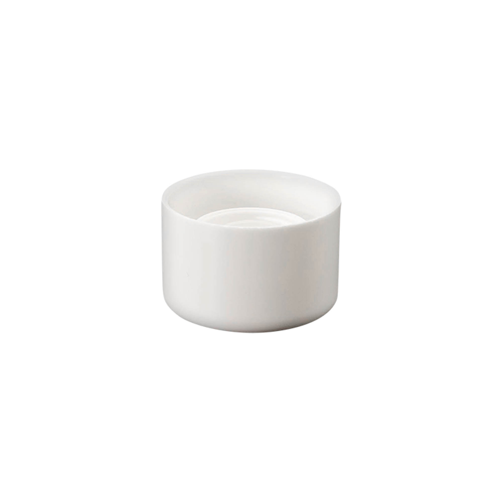 Bouchon à vis pour bouteille ronde avec insert de seringue, plastique PE, blanc, pour ouverture : DIN 18