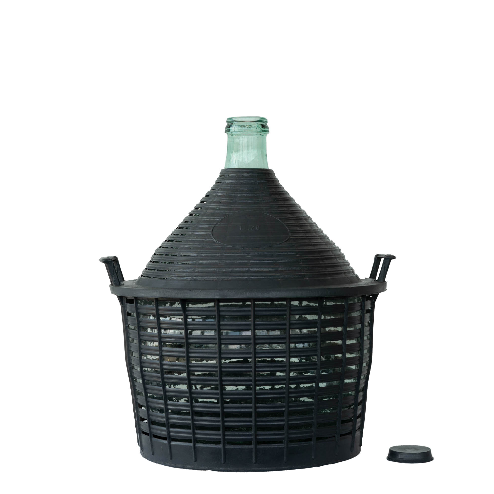 Bouteille ballon de 20 l à col étroit, verre, ouverture : couvercle à emboîtement