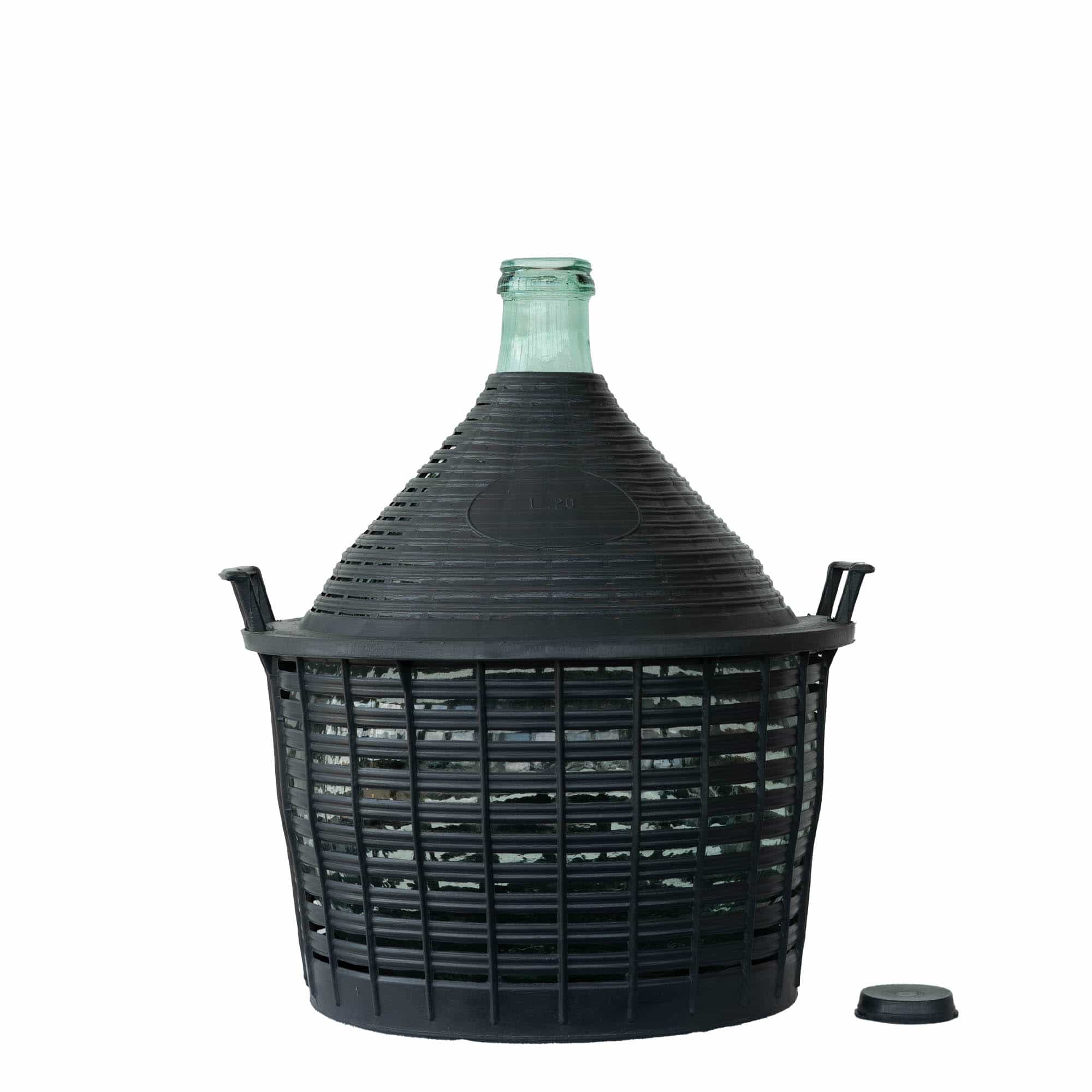 Bouteille ballon de 20 l à col étroit, verre, ouverture : couvercle à emboîtement