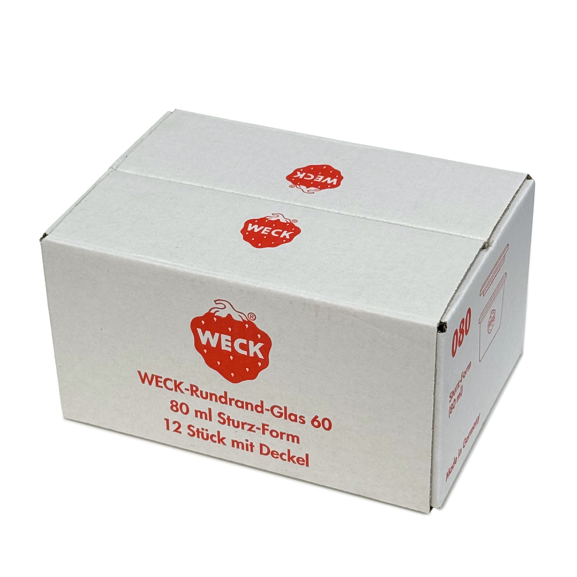 12x 80 ml bocal WECK à renversement avec couvercle en verre RR 60