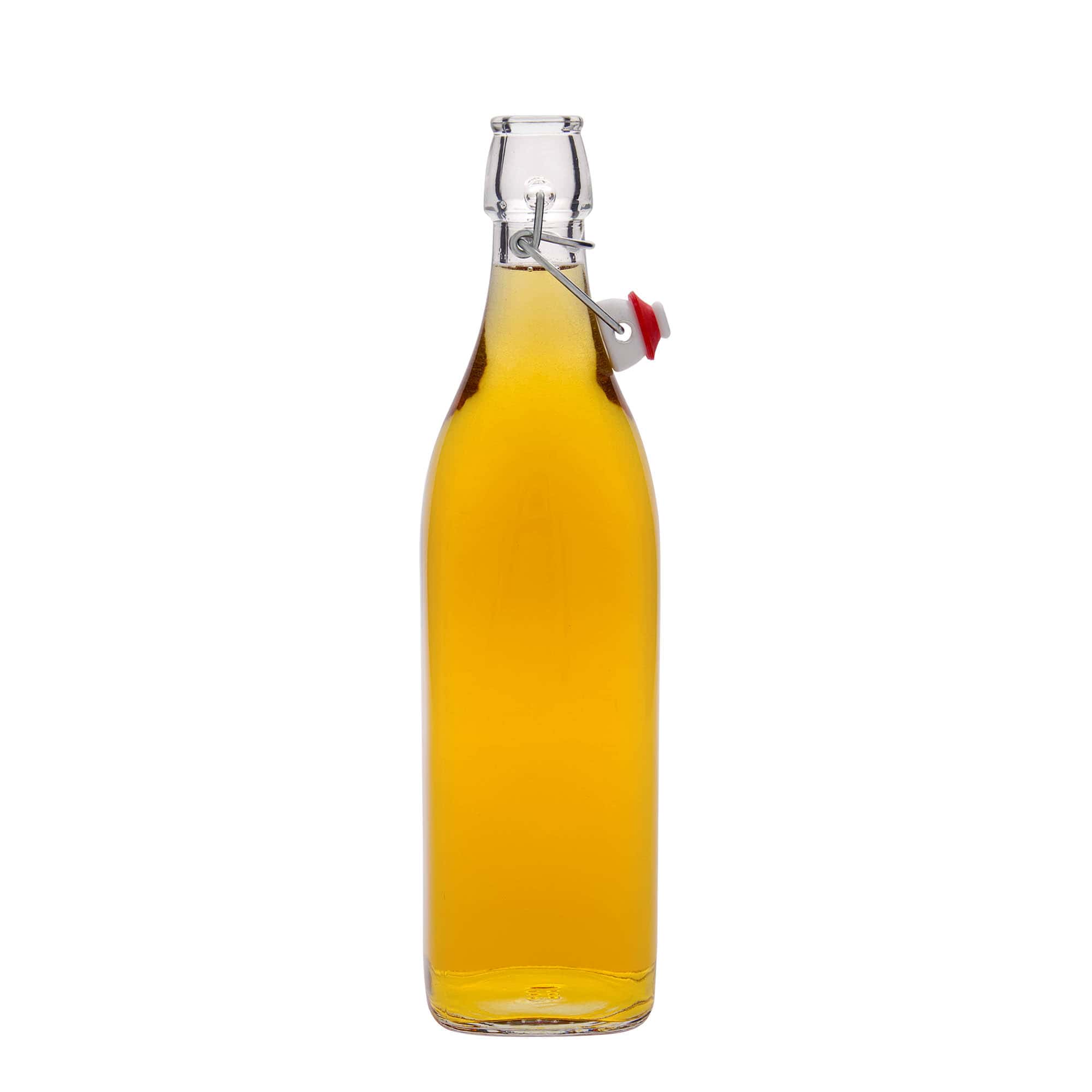Bouteille en verre 1 000 ml « Swing », carrée, ouverture : fermeture à levier