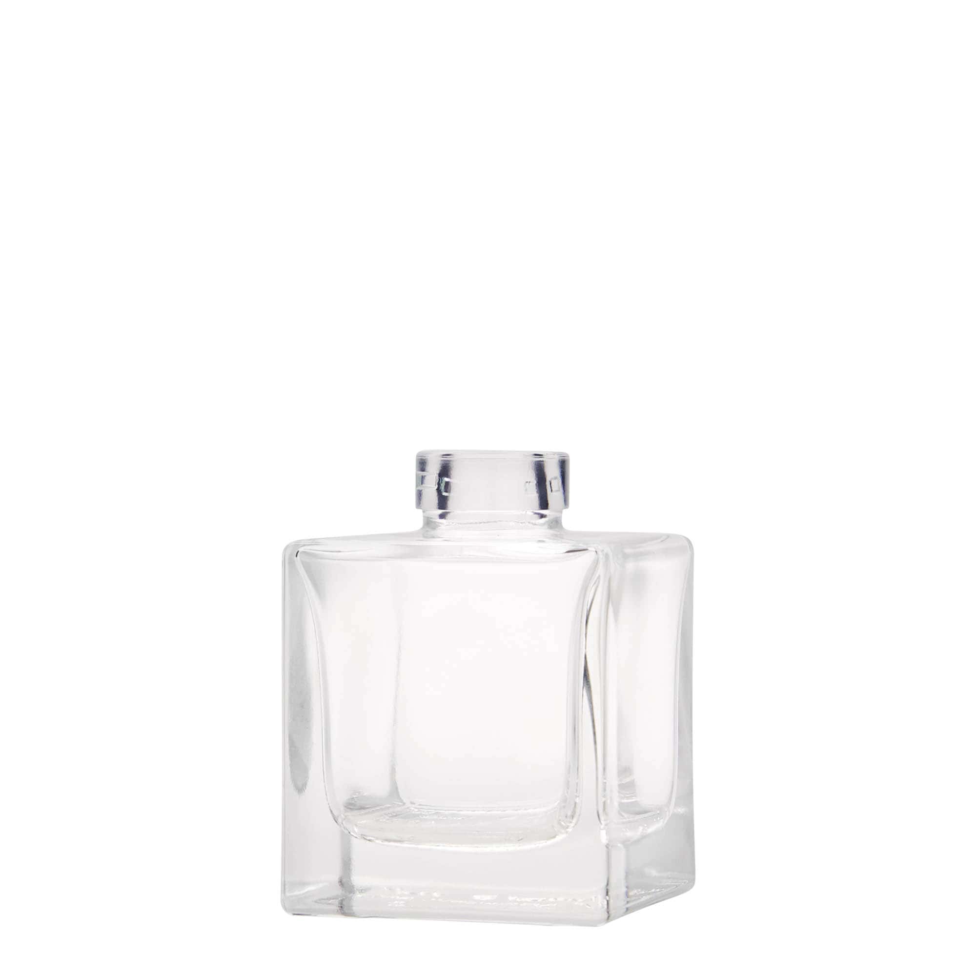 Flacon en verre 100 ml « Cube », carré, ouverture : bouchon en liège