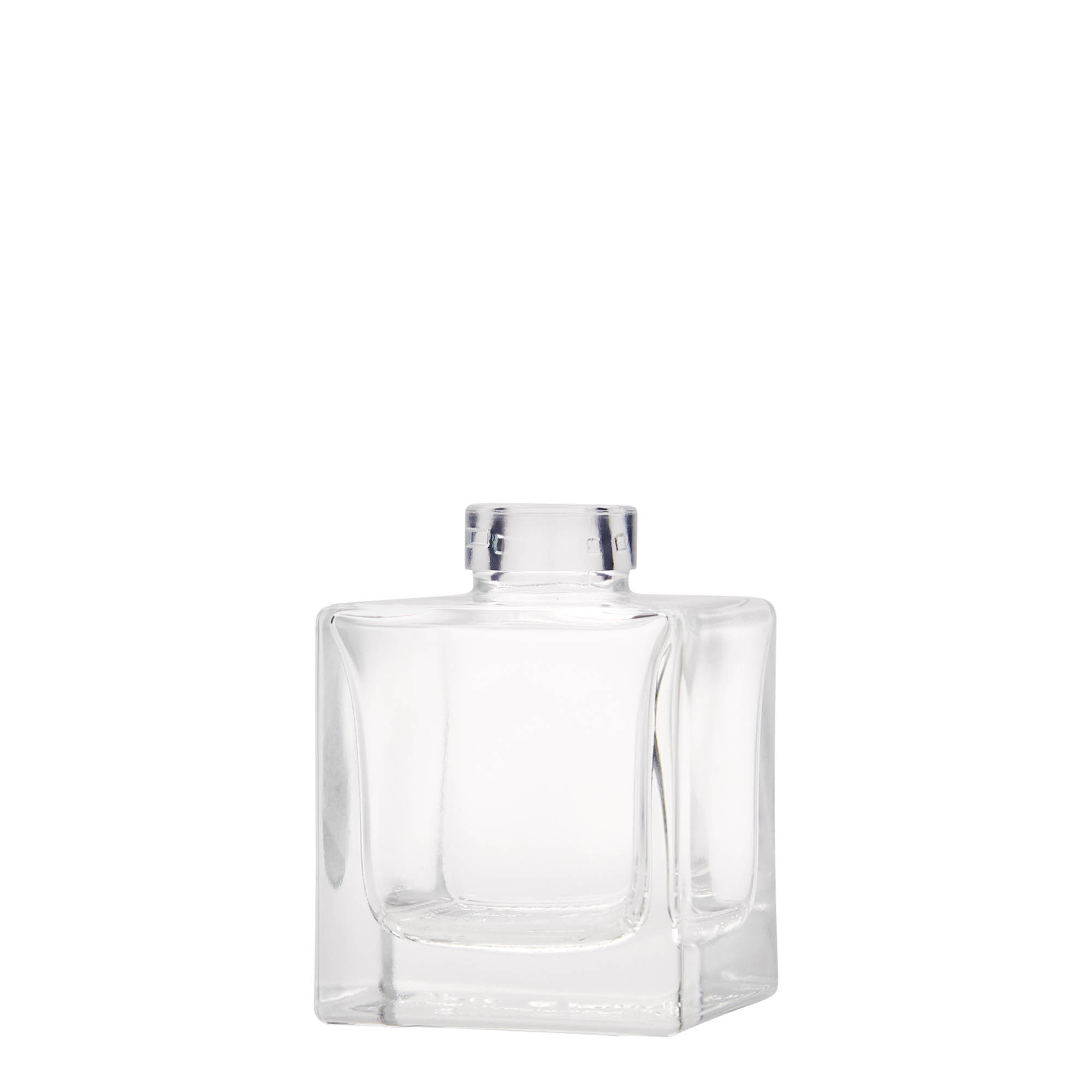 Flacon en verre 100 ml « Cube », carré, ouverture : bouchon en liège