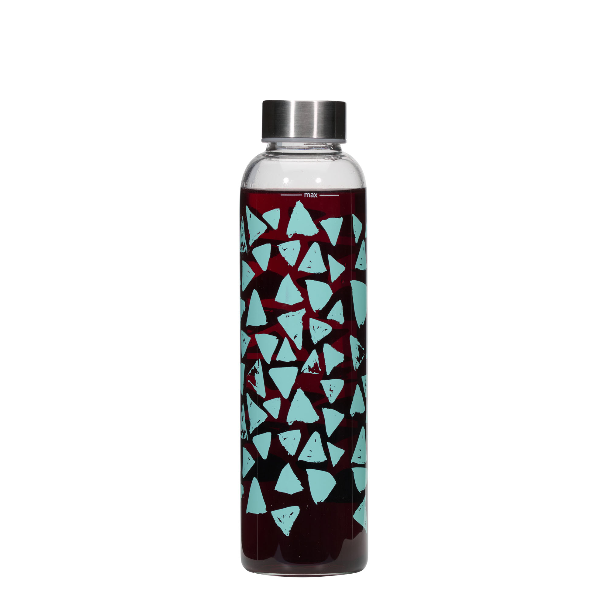 Bouteille d'eau 500 ml 'Perseus - Triangles turquoise', ouverture : bouchon à vis