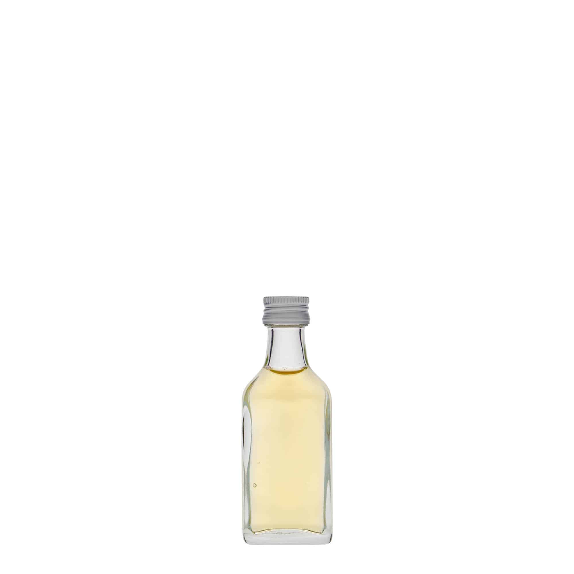 Flacon de poche 20 ml, rectangulaire, verre, col : PP 18 Flacon de poche 20 ml, rectangulaire, verre, col : PP 18