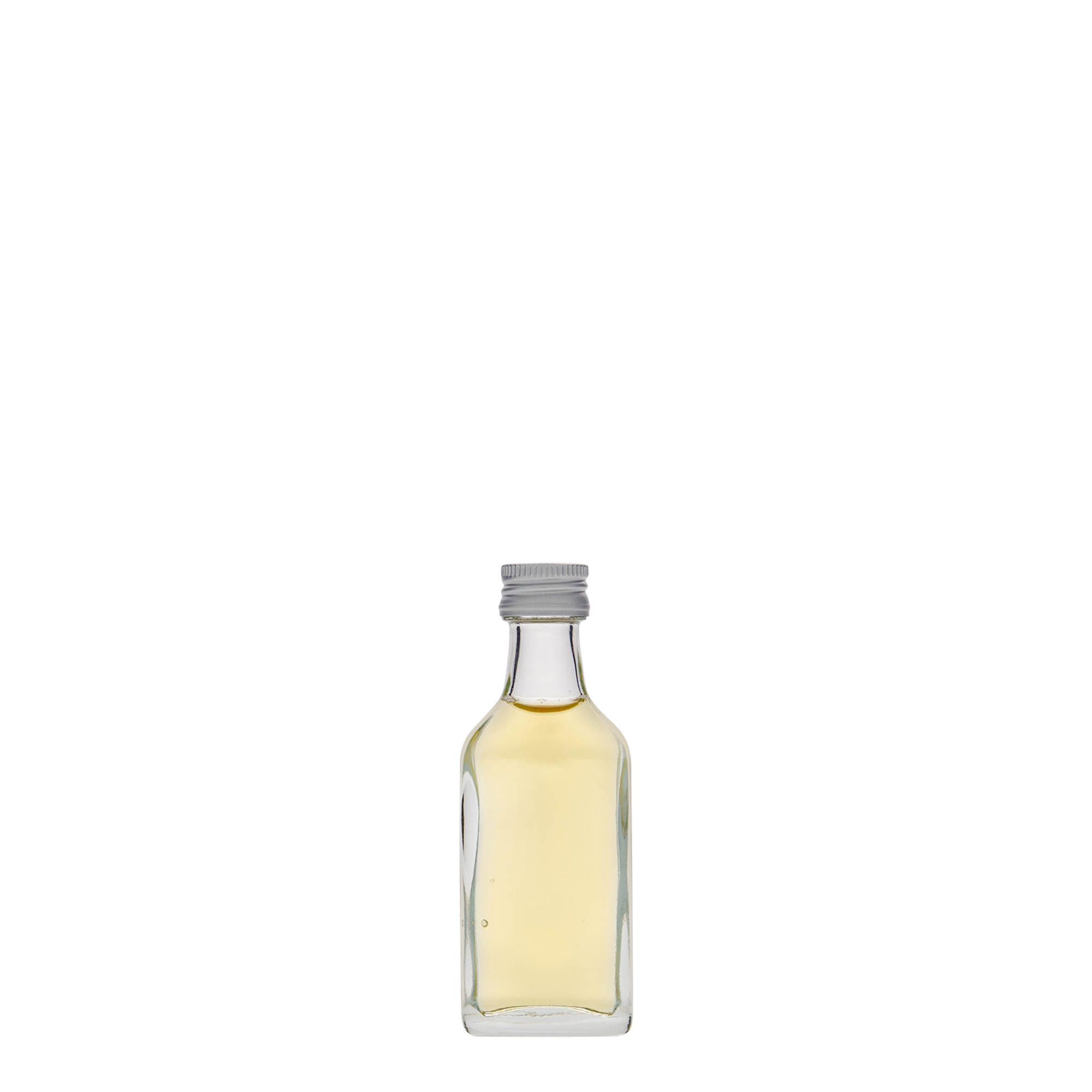 Flacon de poche 20 ml, rectangulaire, verre, col : PP 18 Flacon de poche 20 ml, rectangulaire, verre, col : PP 18