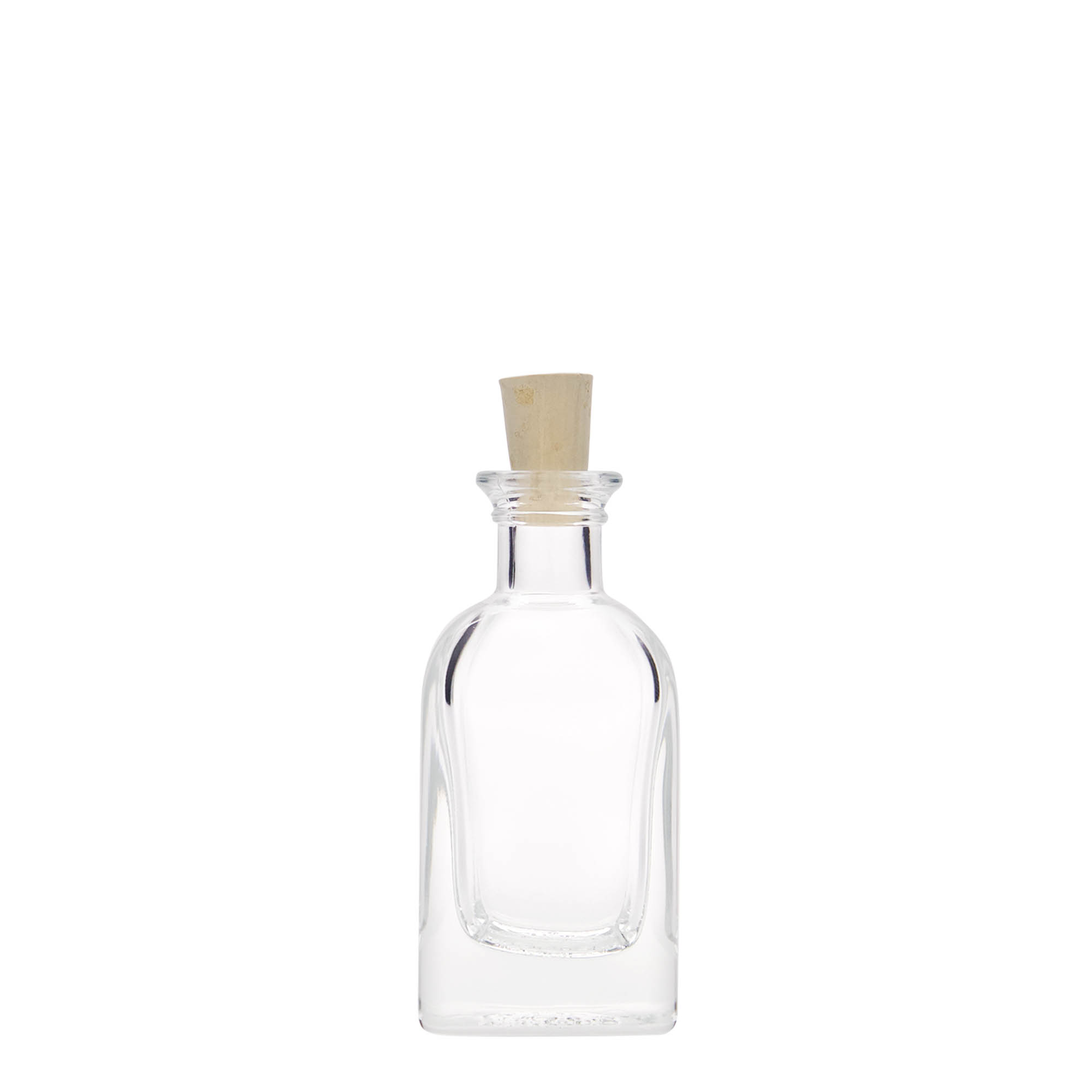 Flacon en verre 40 ml Apotheker Carré, carré, ouverture : bouchon en liège Flacon en verre 40 ml Apotheker Carré, carré, ouverture : bouchon en liège