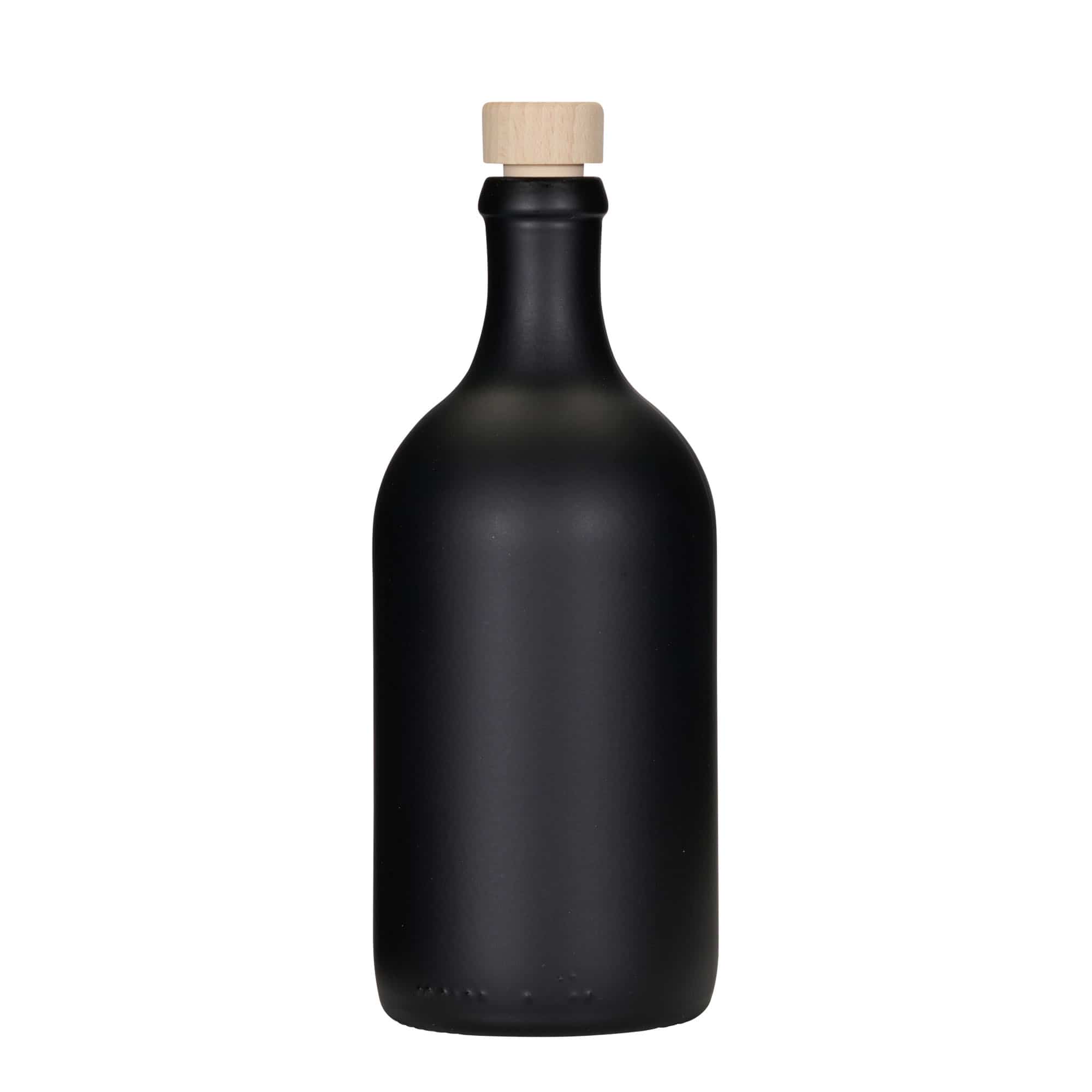 Bouteille en verre 500 ml 'Ginevra Leggera', noire, bouchage: bouchon