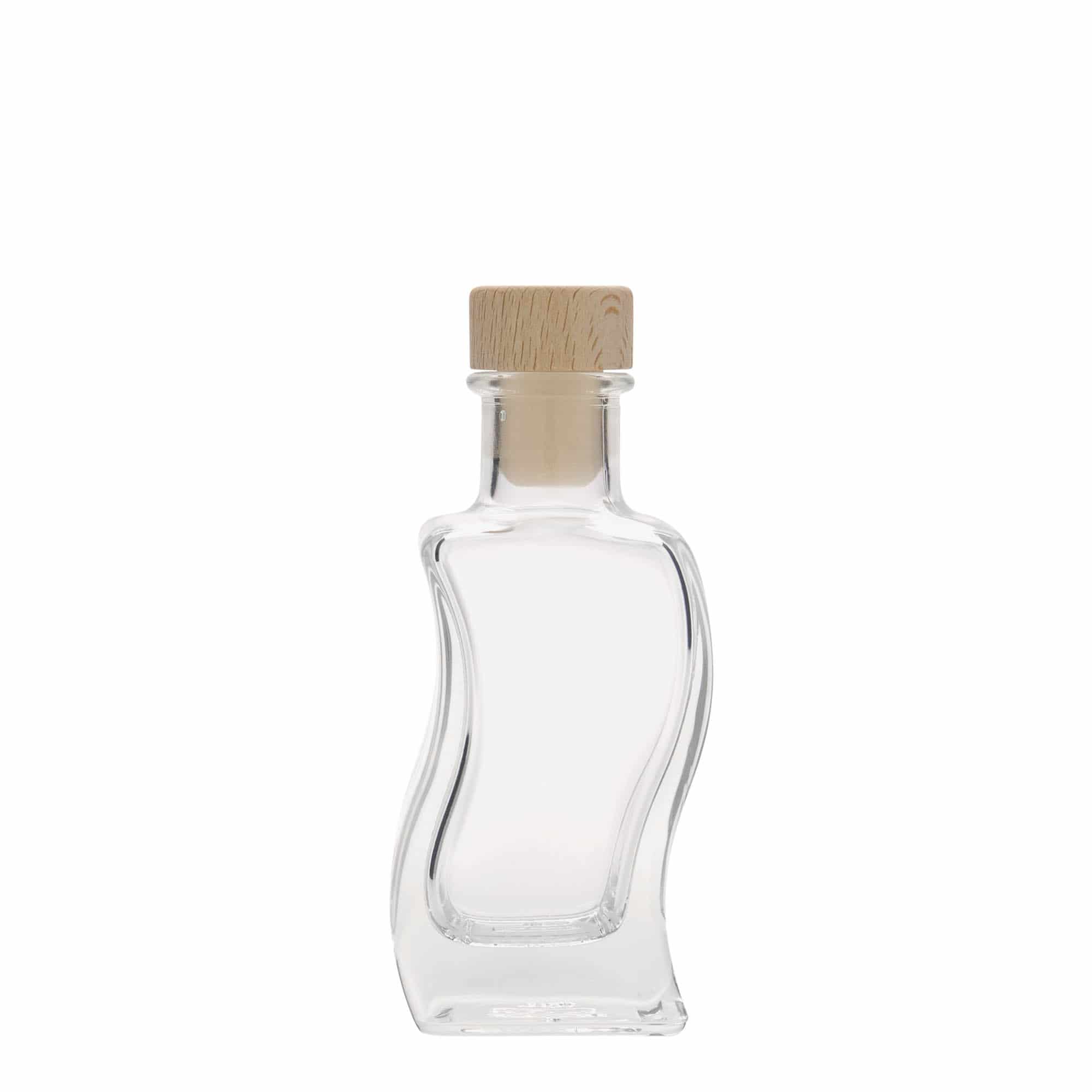 Flacon en verre 100 ml « Welle », carré, ouverture : bouchon en liège