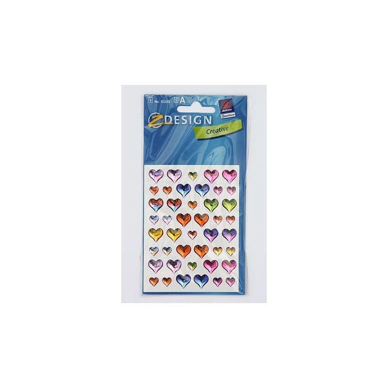 Zweckform autocollants 'Cœurs en gel', plastique, multicolore