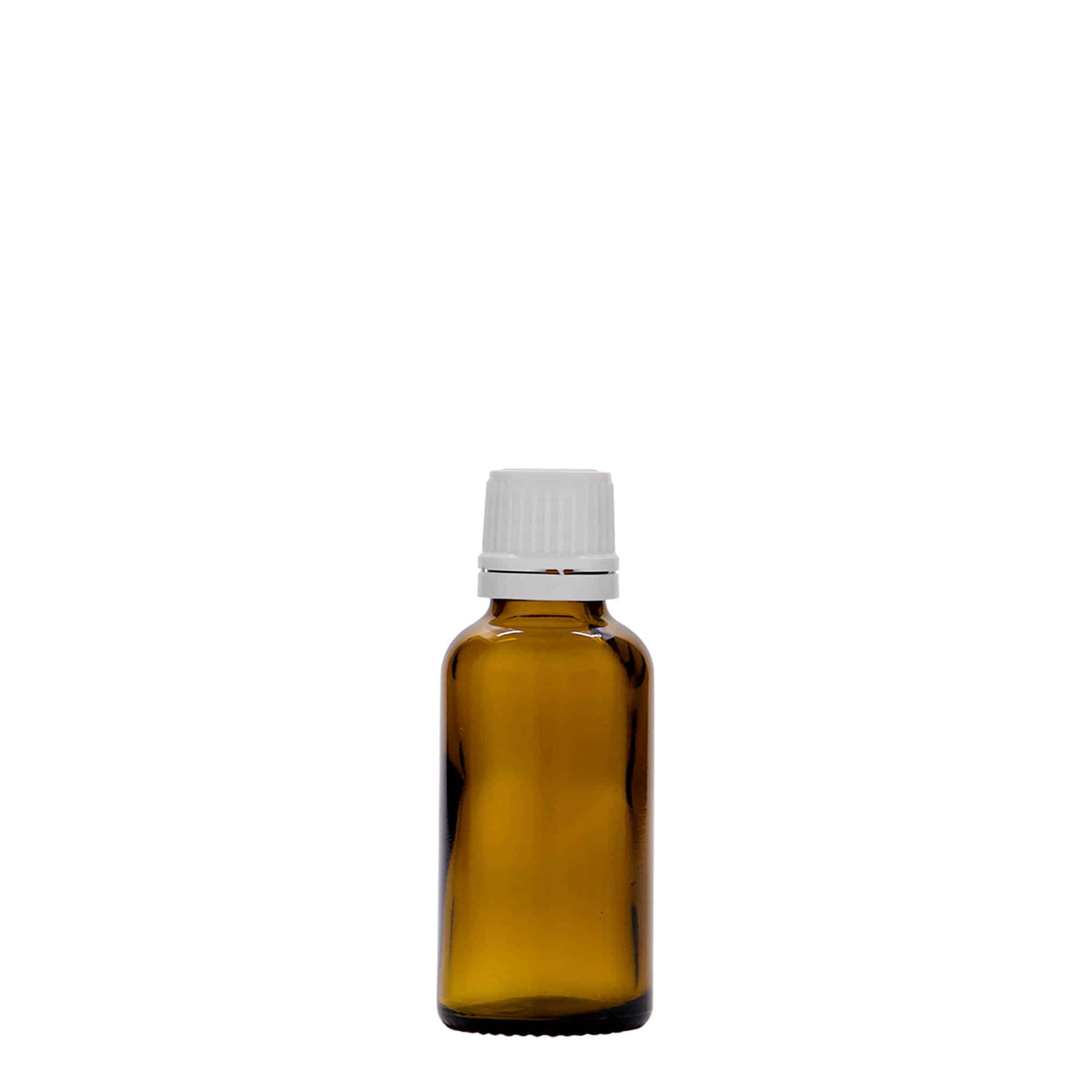 Flacon pharmaceutique 30 ml, verre, brun, col : DIN 18