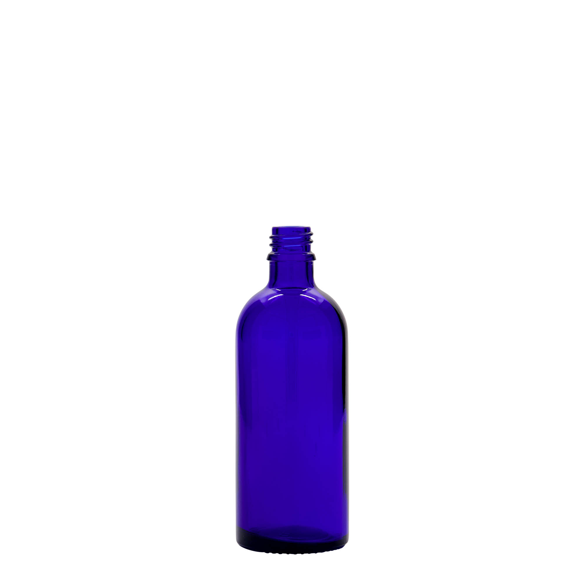 Flacon médical 100 ml, verre, bleu royal, ouverture : DIN 18